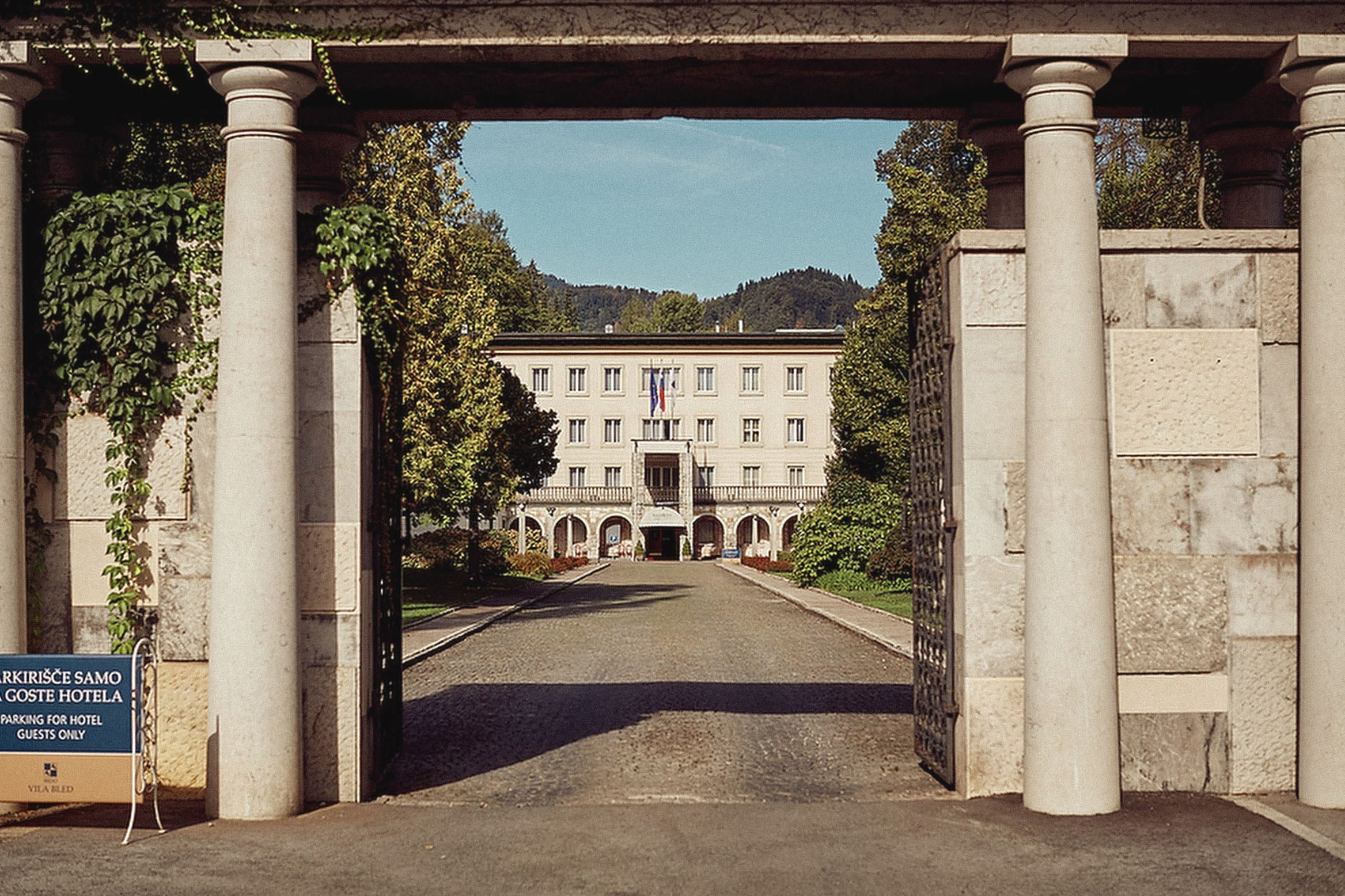 An exterior view of the Villa Bled.