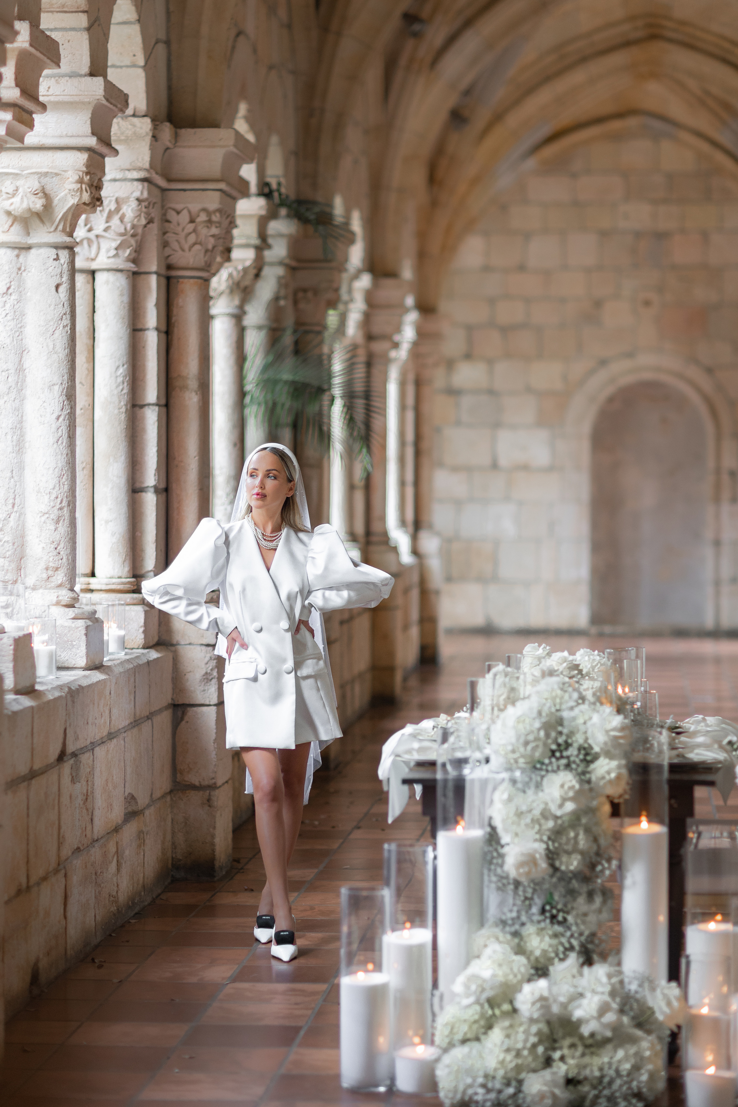 Portraits of the Brides at Spanish Monastery in Miami. Wedding Photo & Video