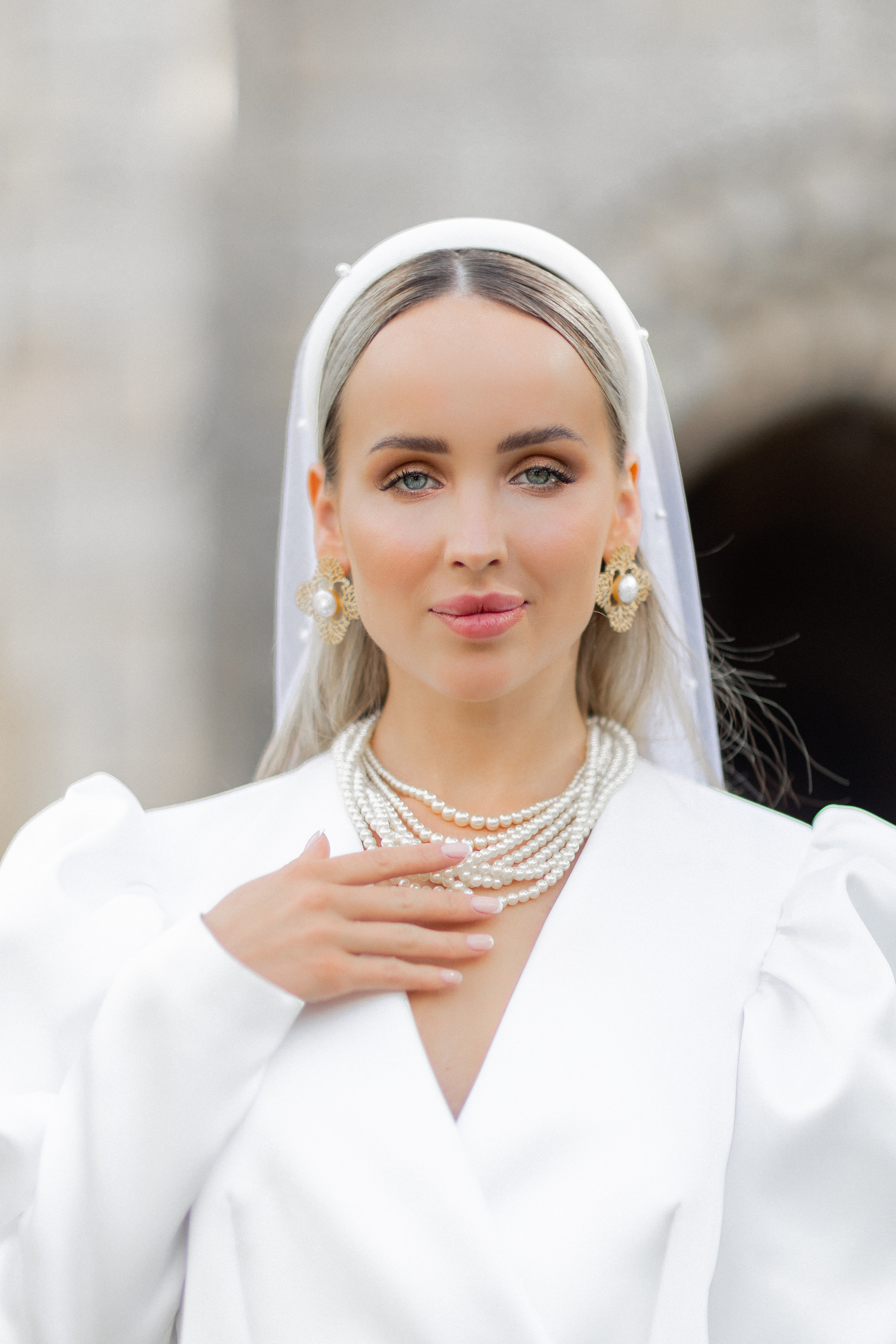Portraits of the Brides at Spanish Monastery in Miami. Wedding Photo & Video