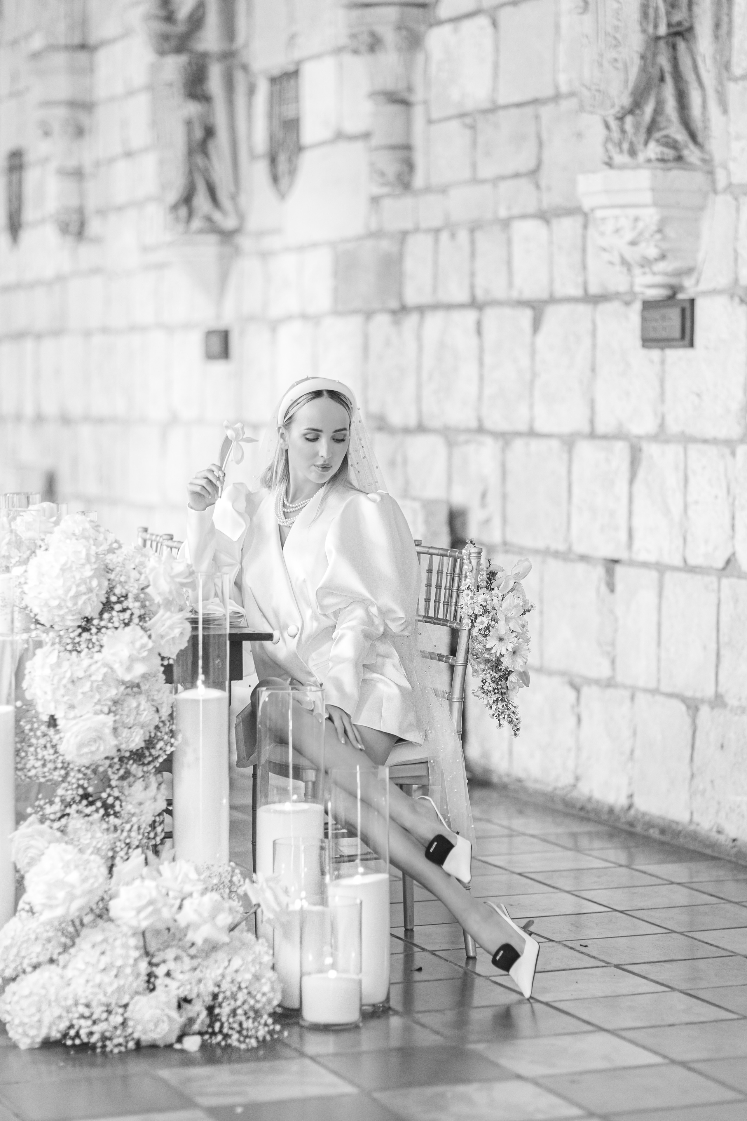 Portraits of the Brides at Spanish Monastery in Miami. Wedding Photo & Video