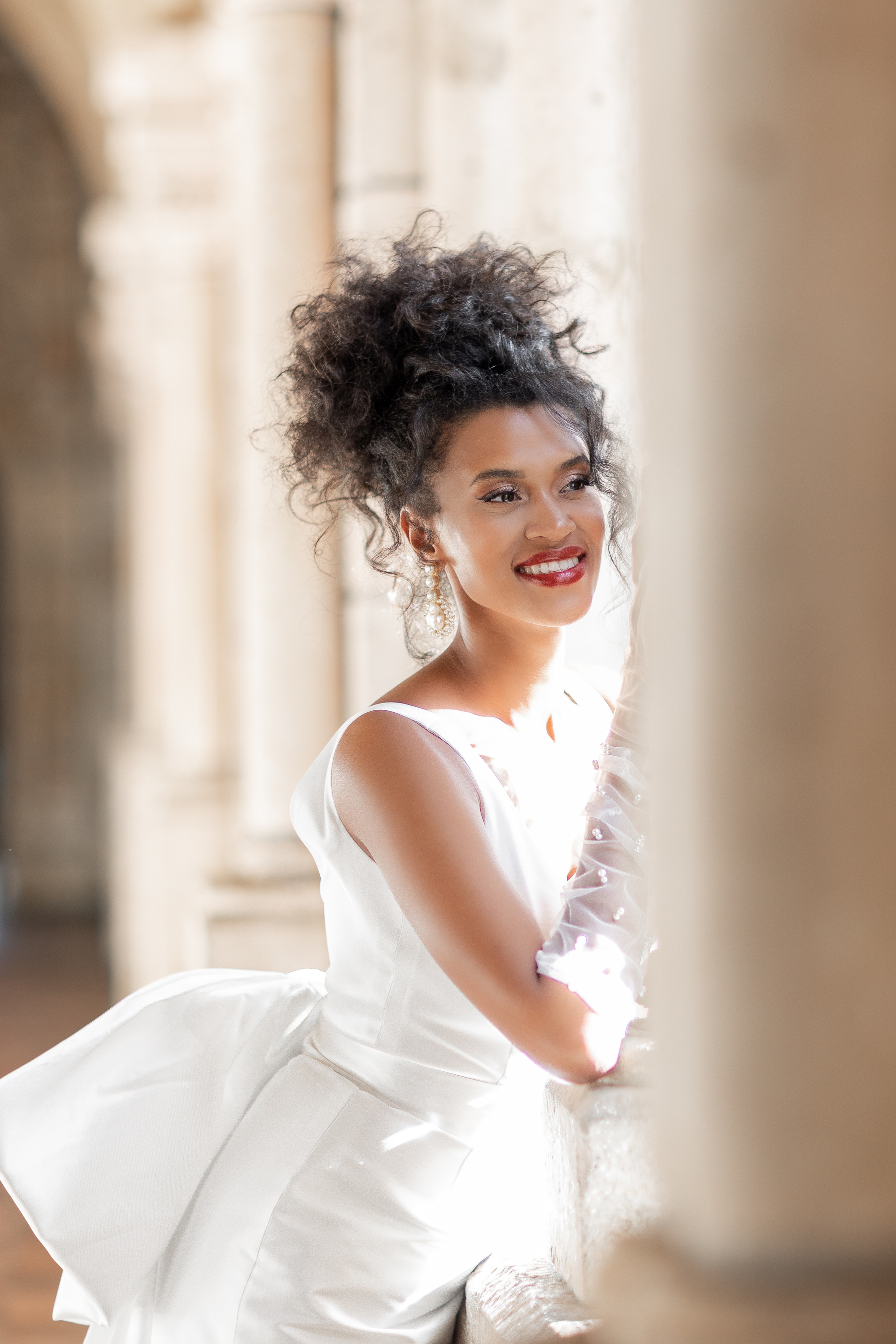 Portraits of the Brides at Spanish Monastery in Miami. Wedding Photo & Video