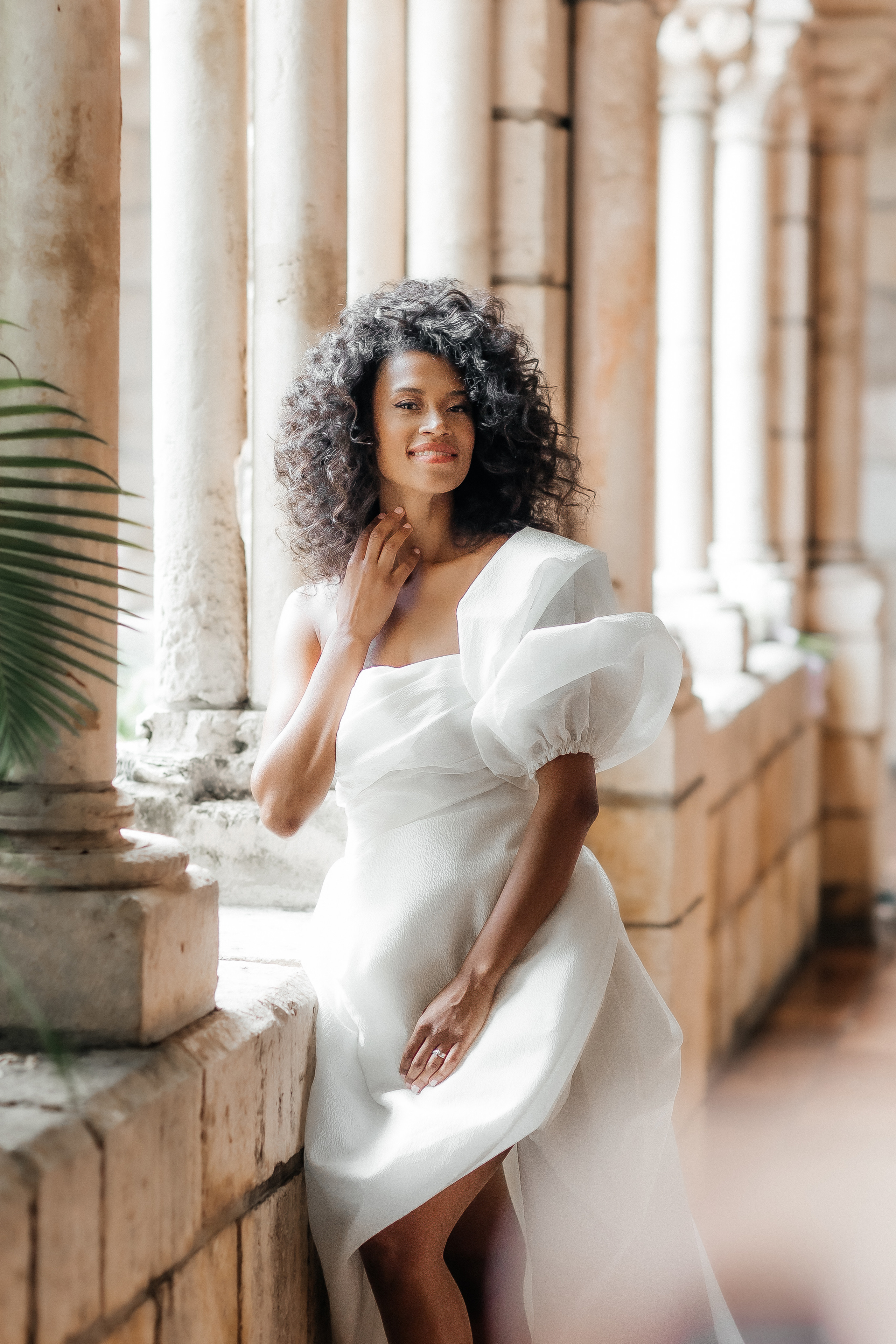 Portraits of the Brides at Spanish Monastery in Miami. Wedding Photo & Video