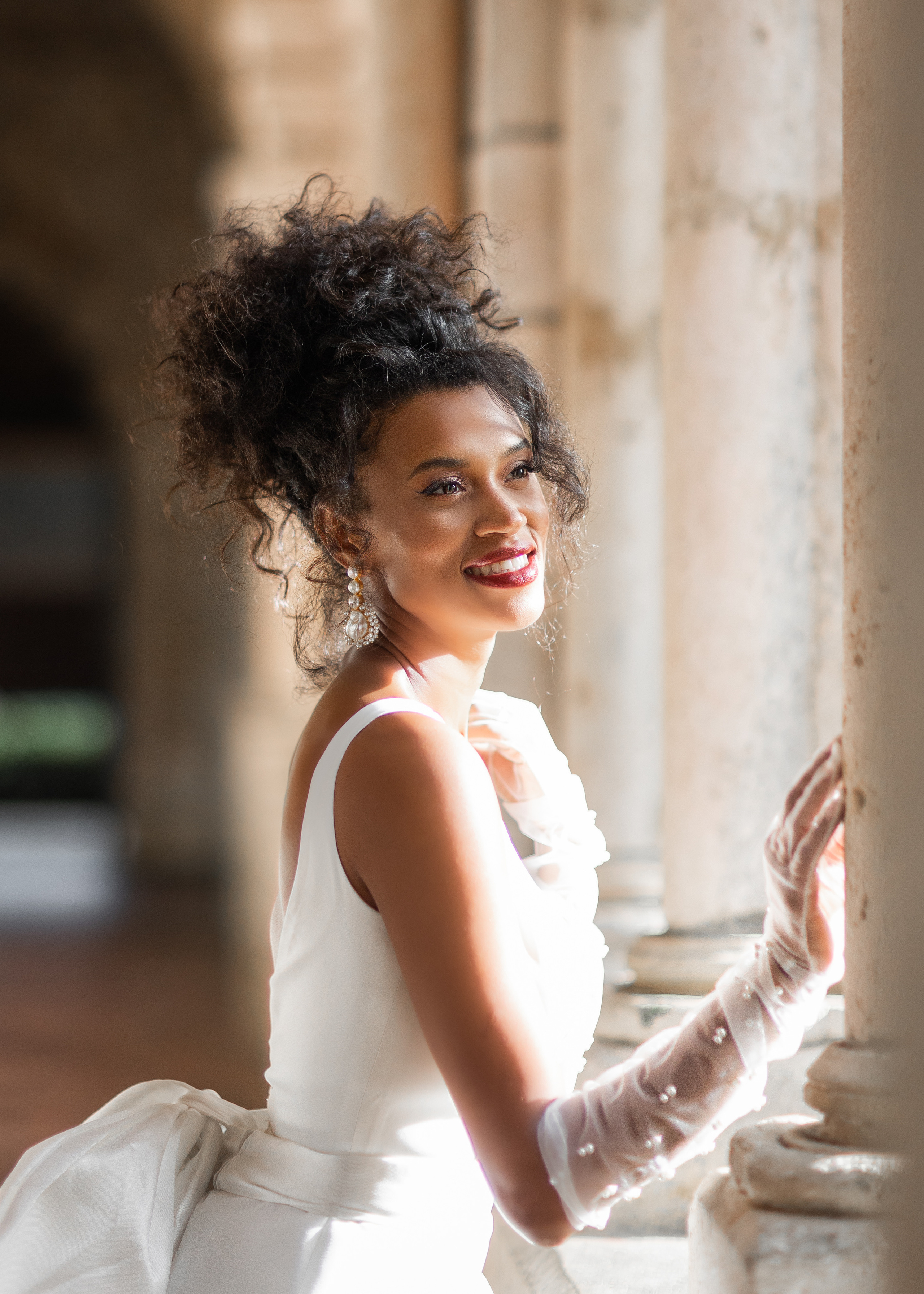 Portraits of the Brides at Spanish Monastery in Miami. Wedding Photo & Video