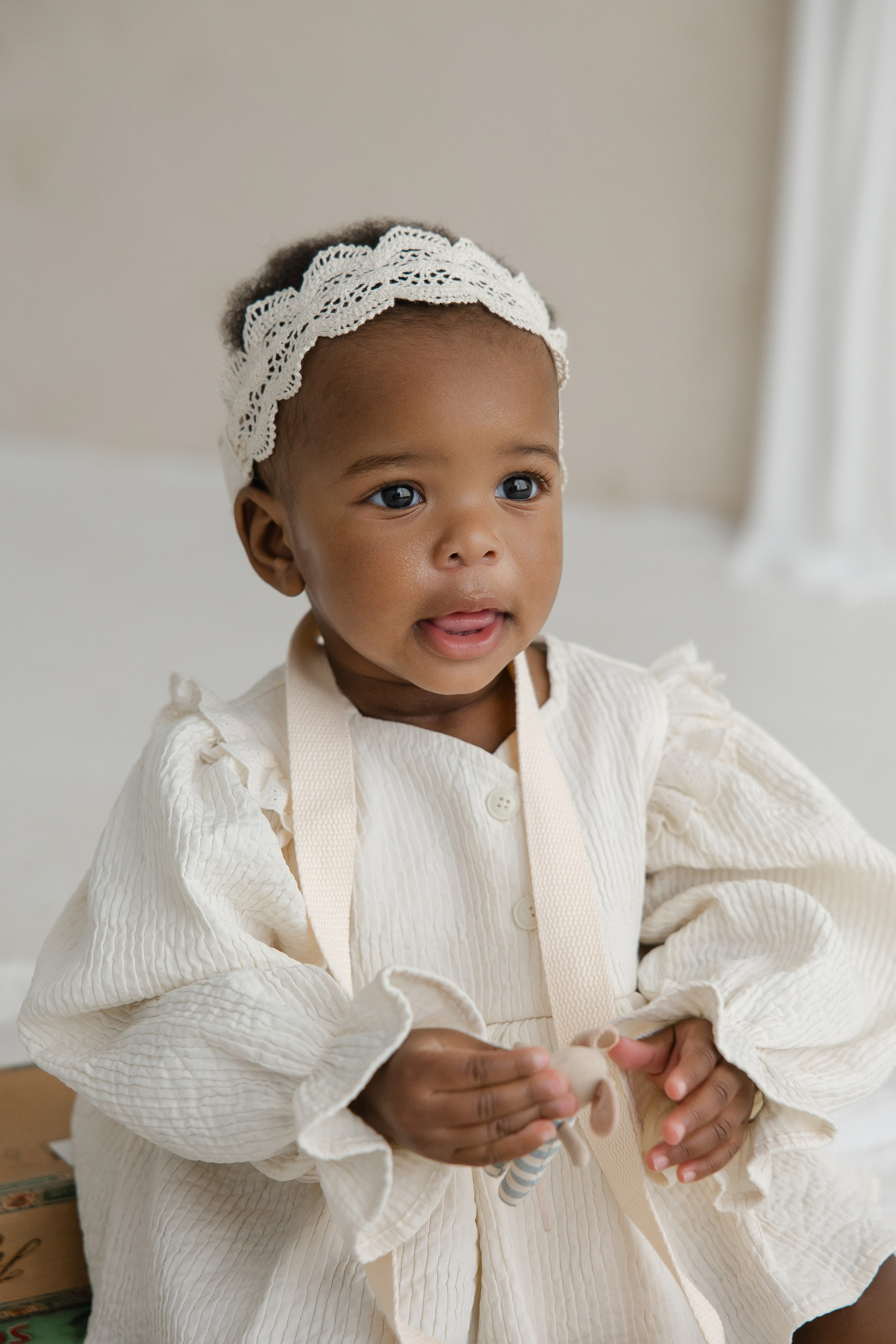 Happy baby celebrating first birthday