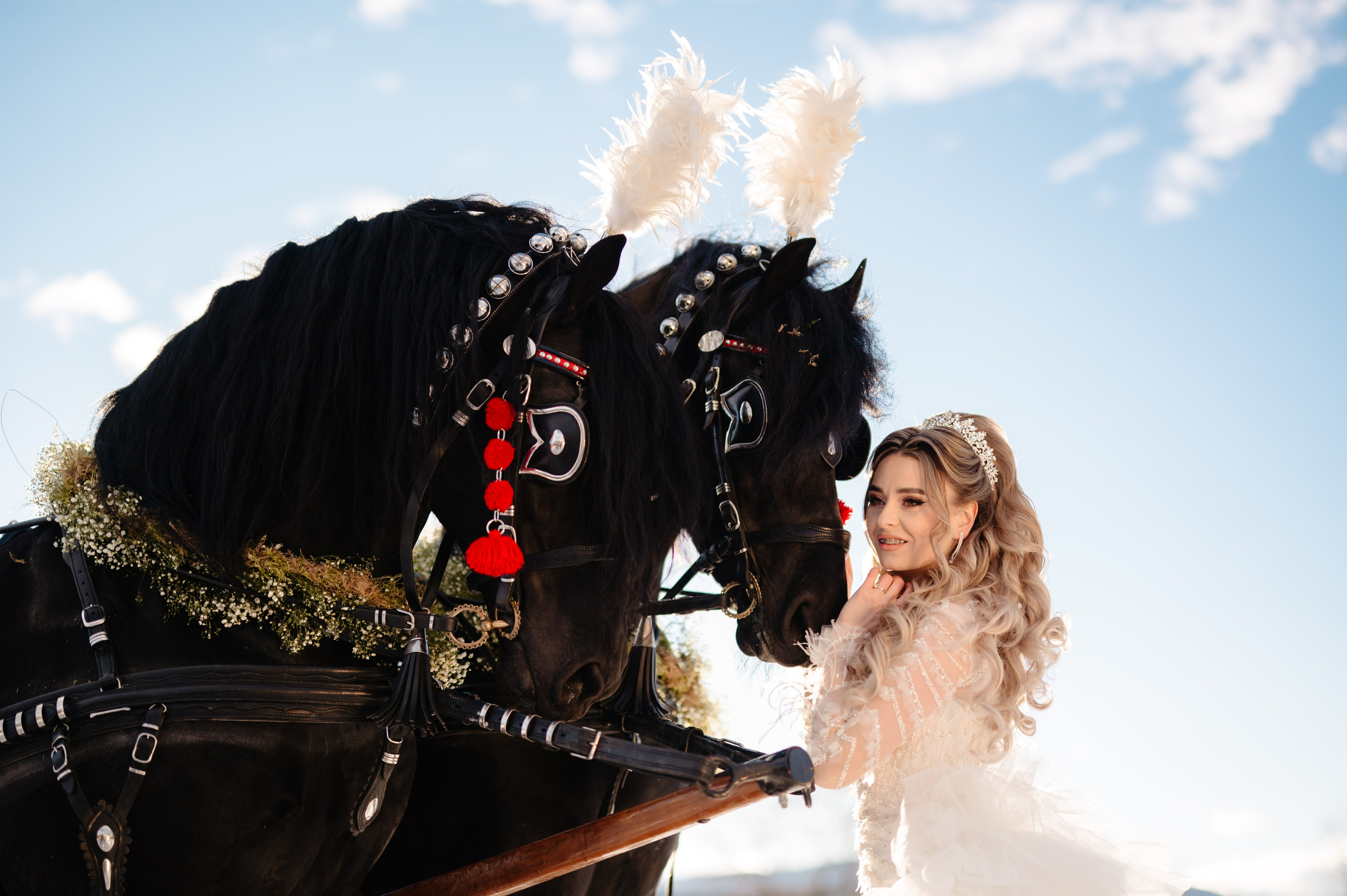 O poveste ca în basme, cu prințesa și caii săi regali.Eleganță, grație și un strop de magie în fiecare detaliu.Înconjurată de frumusețea naturii și noblețea cailor, viitoarea mireasă radiază fericire.Un moment desprins din povești, unde visurile prind viață.Când realitatea devine un basm, fiecare clipă devine prețioasă.