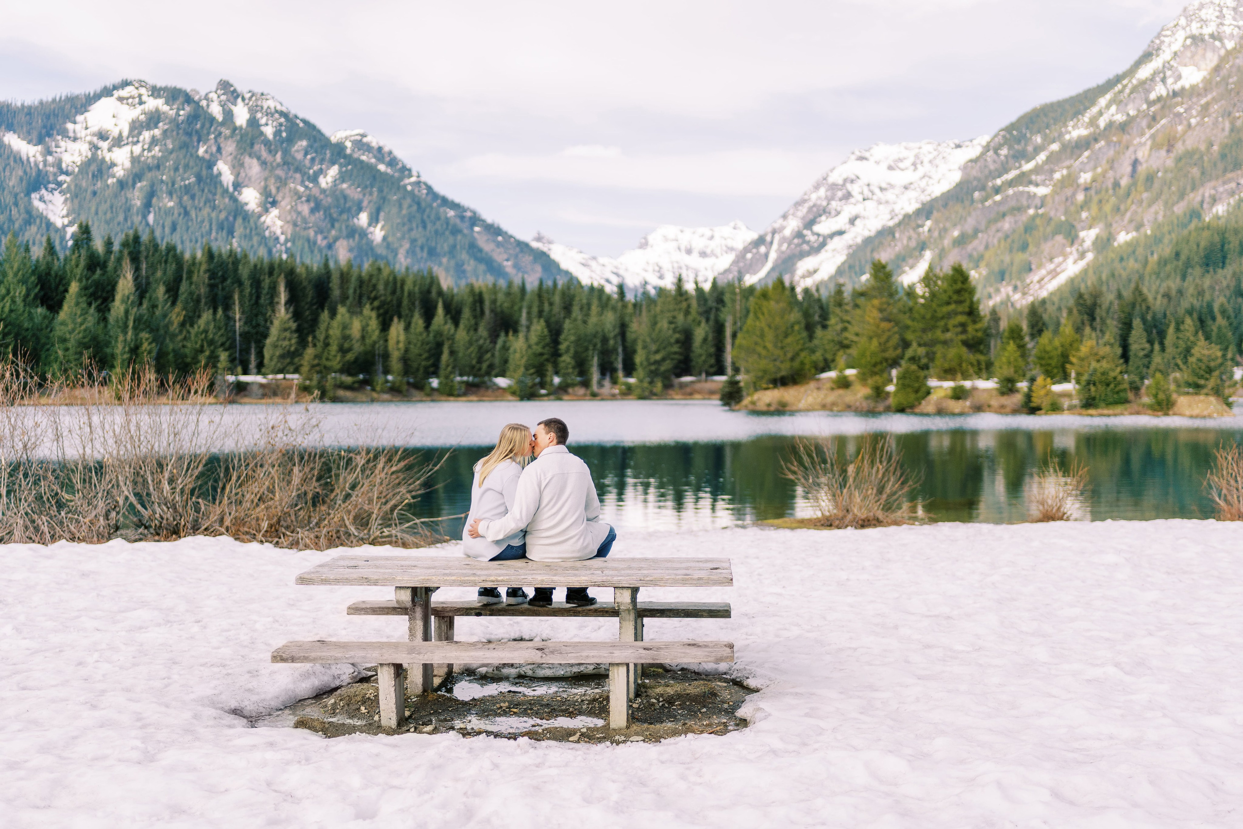 Engagement photo shoot Caitlyn & Riley / April 2024. Gold Creek Pond, WA. EVAN ARISTOV WEDDING PHOTOGRAPHY — Seattle Wedding Photographer