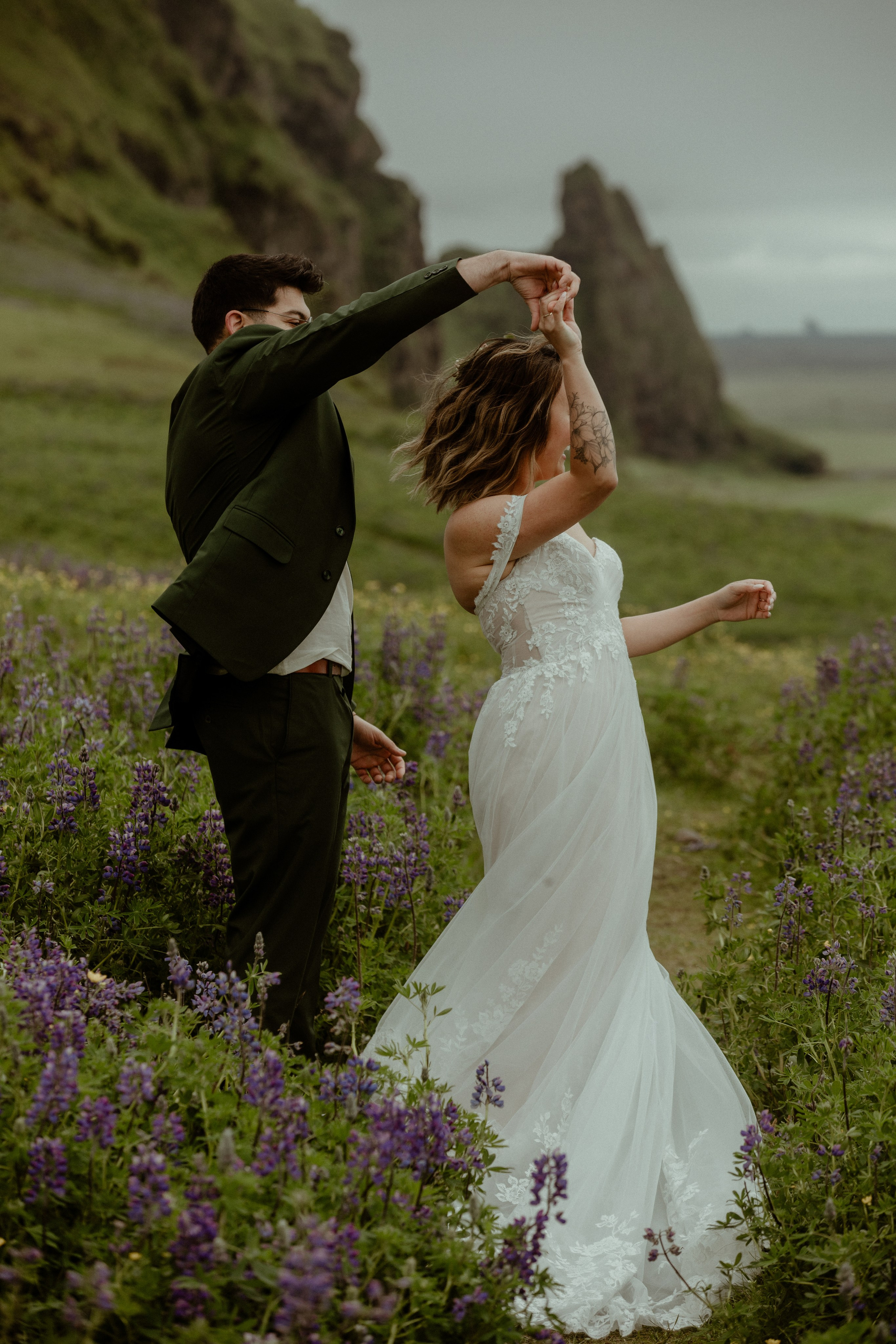 Elopement at Kvernufoss Waterfall. Iceland elopement photographer & videographer