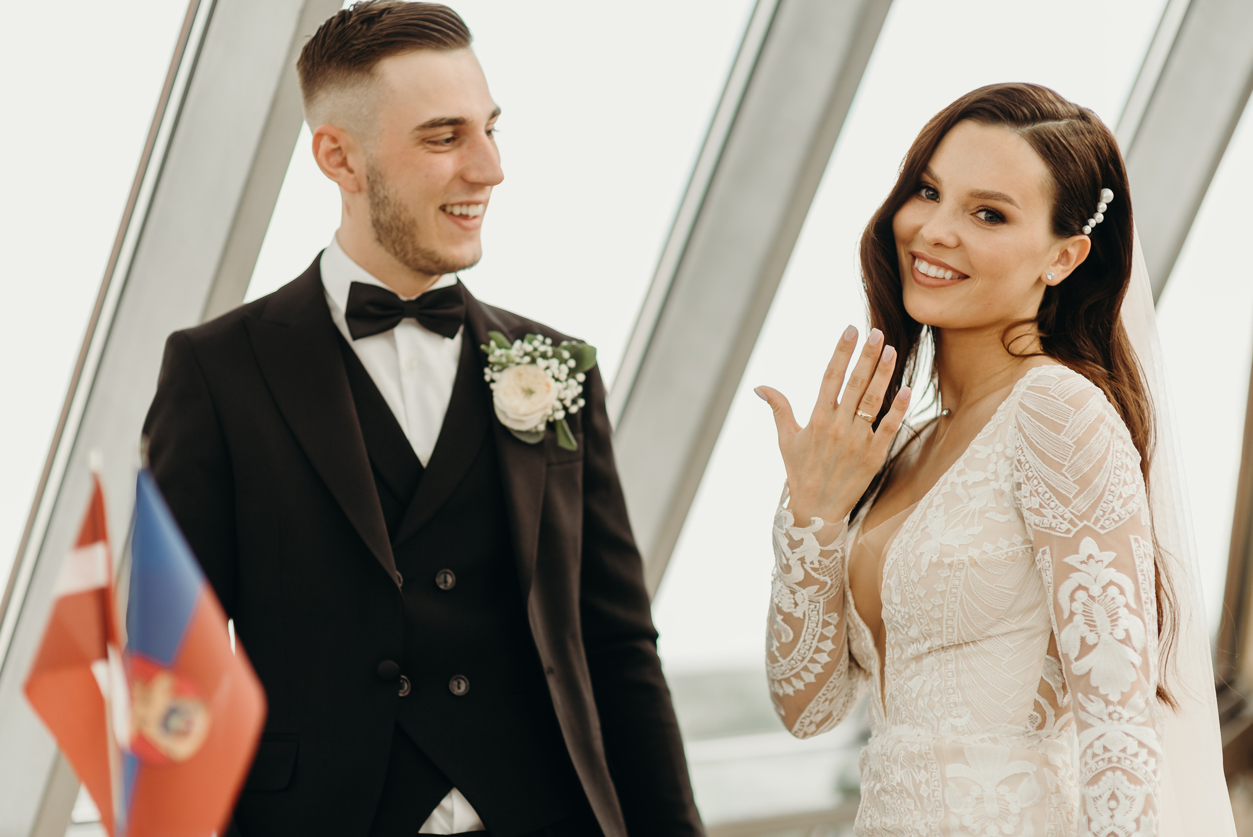 Свадьба в Елгаве в башне Sv. Trīsvienības baznīcas tornis.