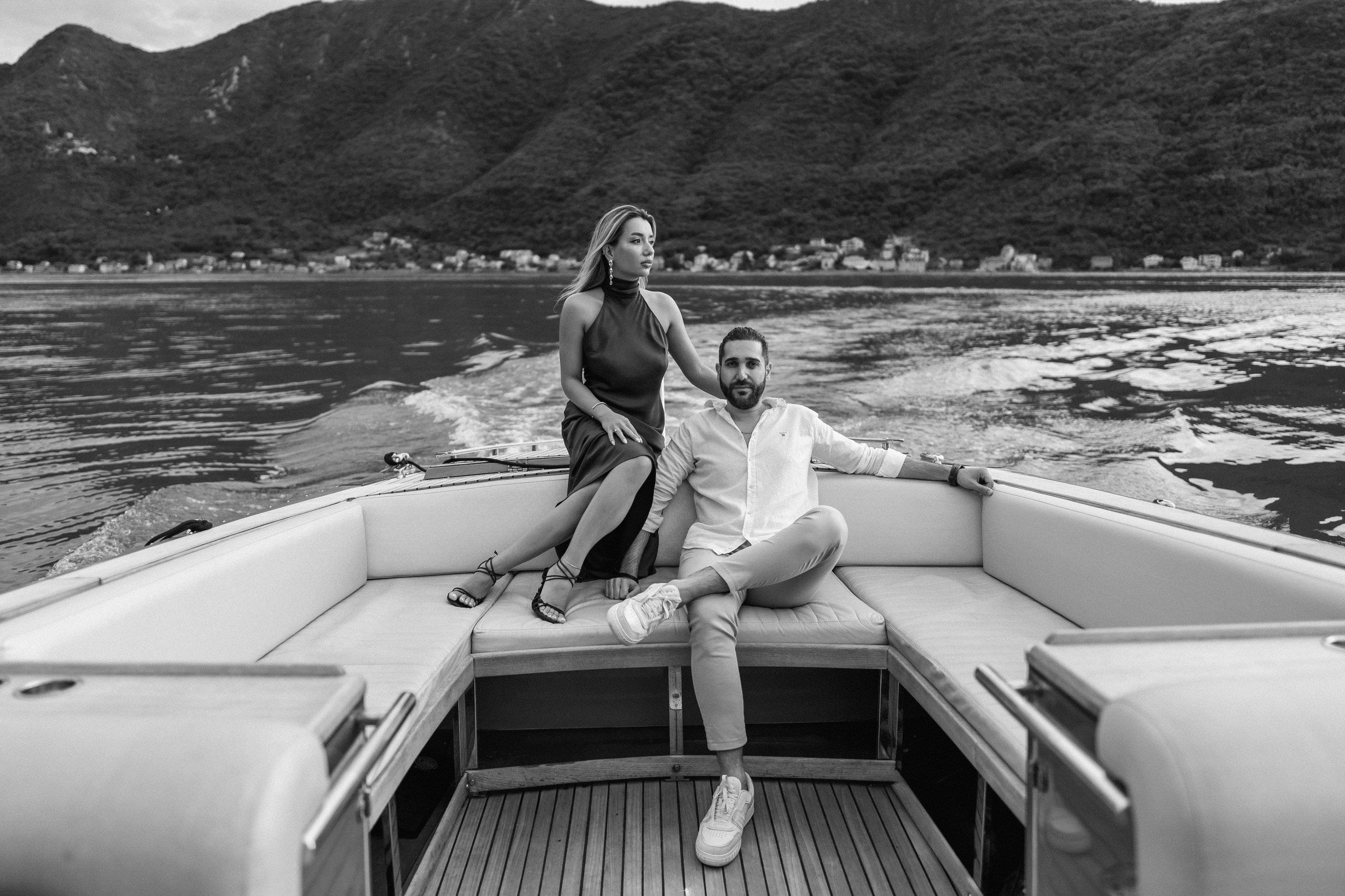 Proposal in the boat in Perast in Montenegro
