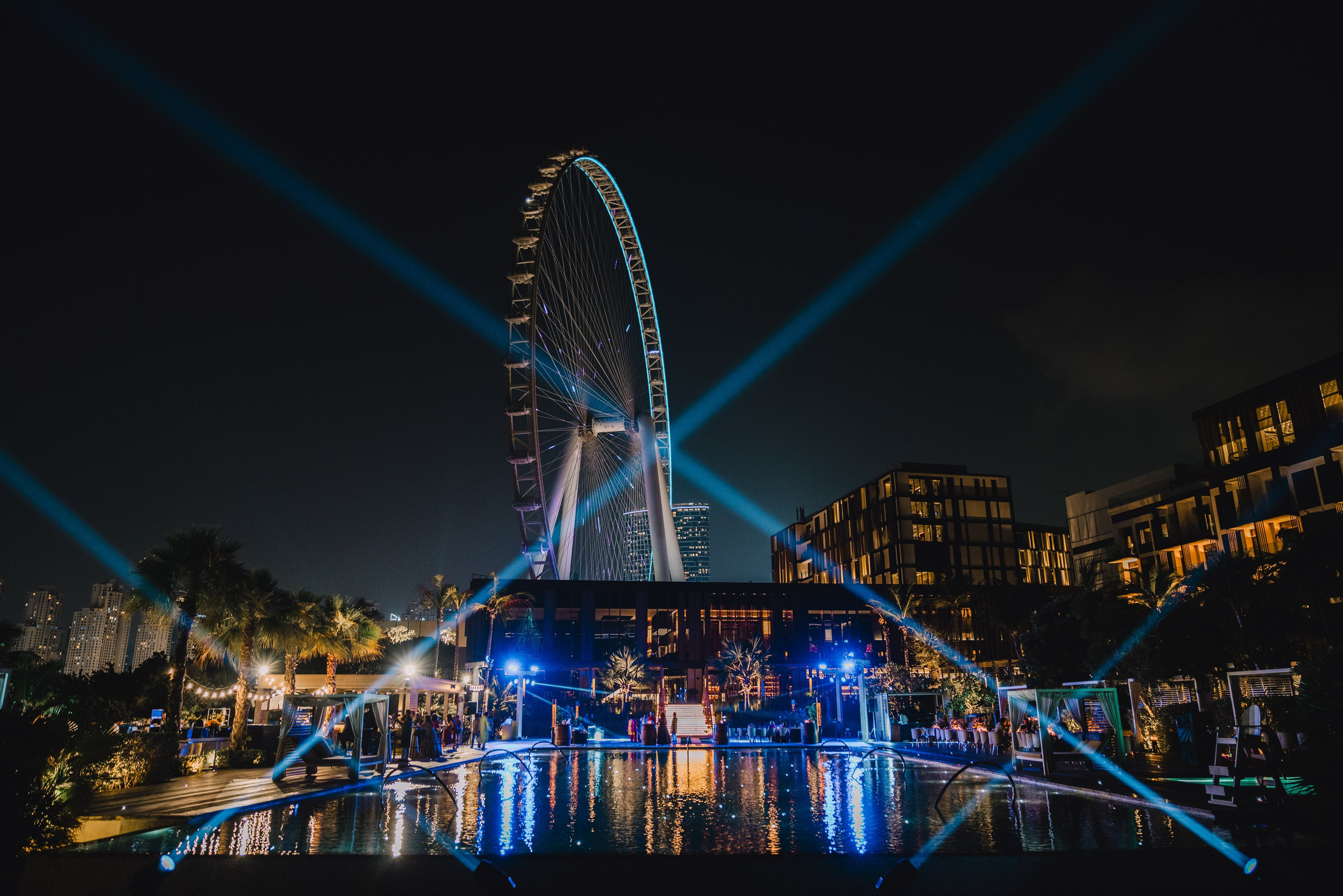 night view of Bluewaters Caesars hotel which was renamed to Bayan Tree Dubai hotel