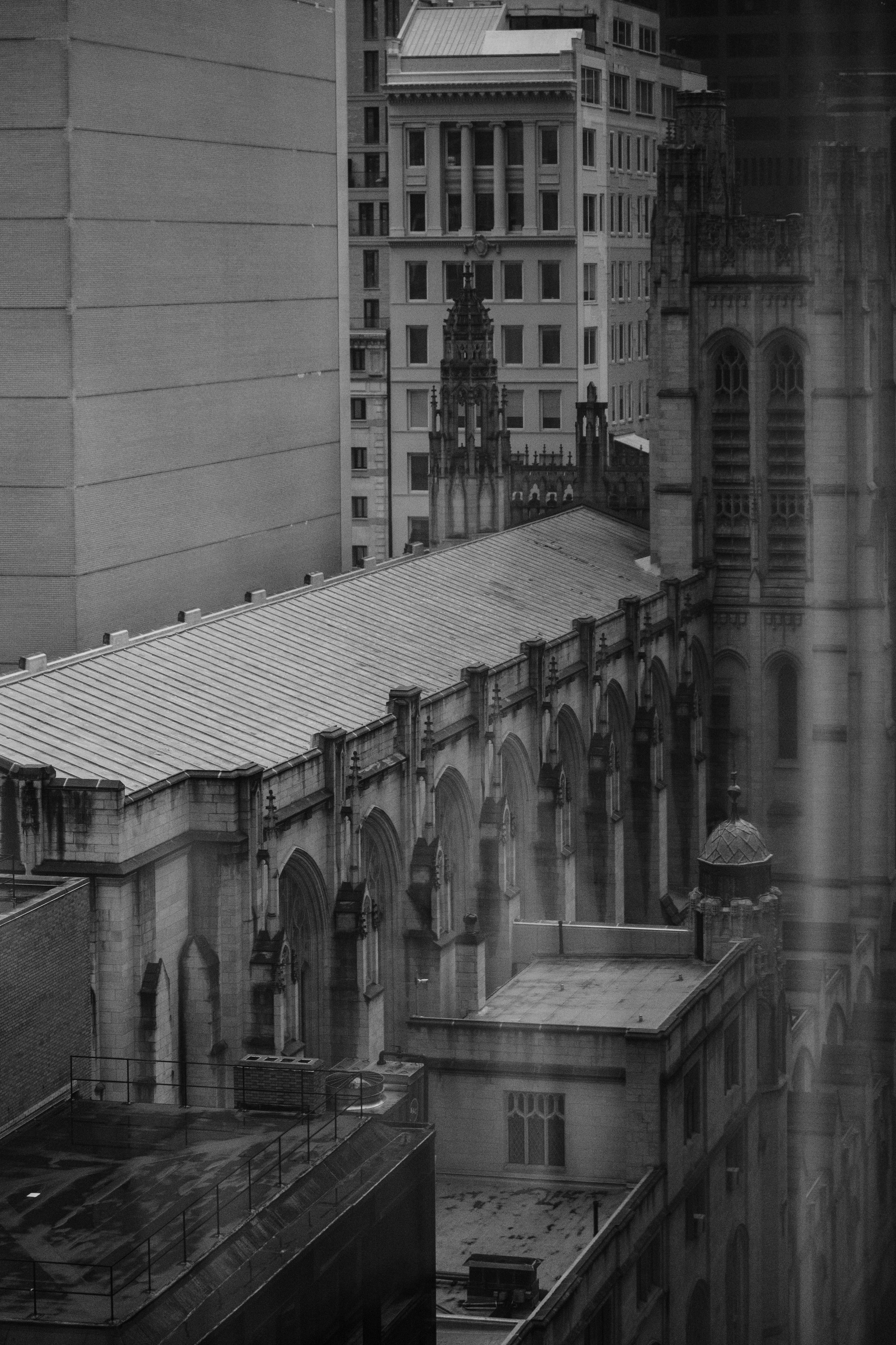 a black and white photo of a city