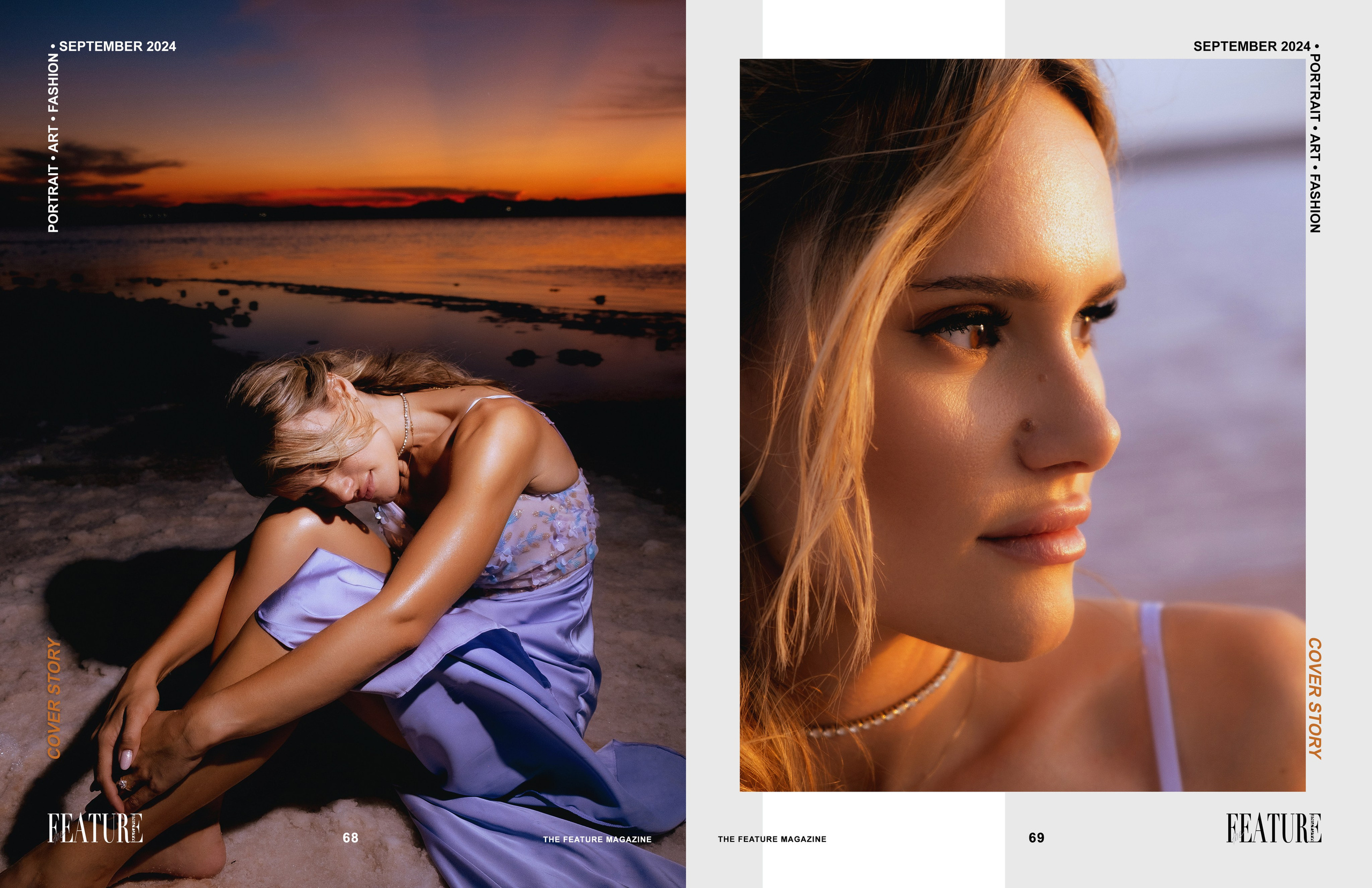Photos from the pink lake were published in the fashion magazine The Feature Magazine