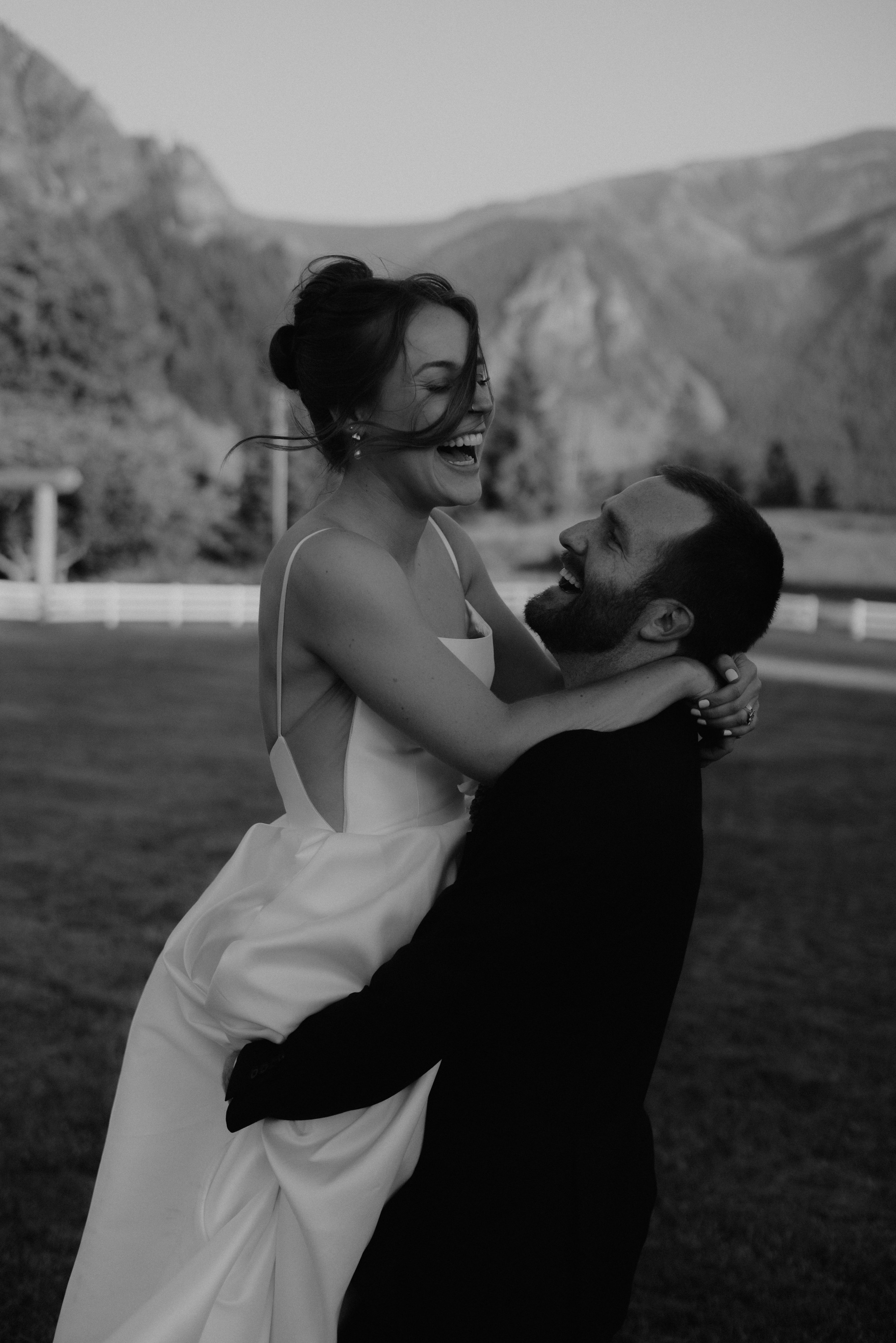 Shelby and Riley during their wedding at Wind Mountain Ranch in the Columbia River Gorge, Washington