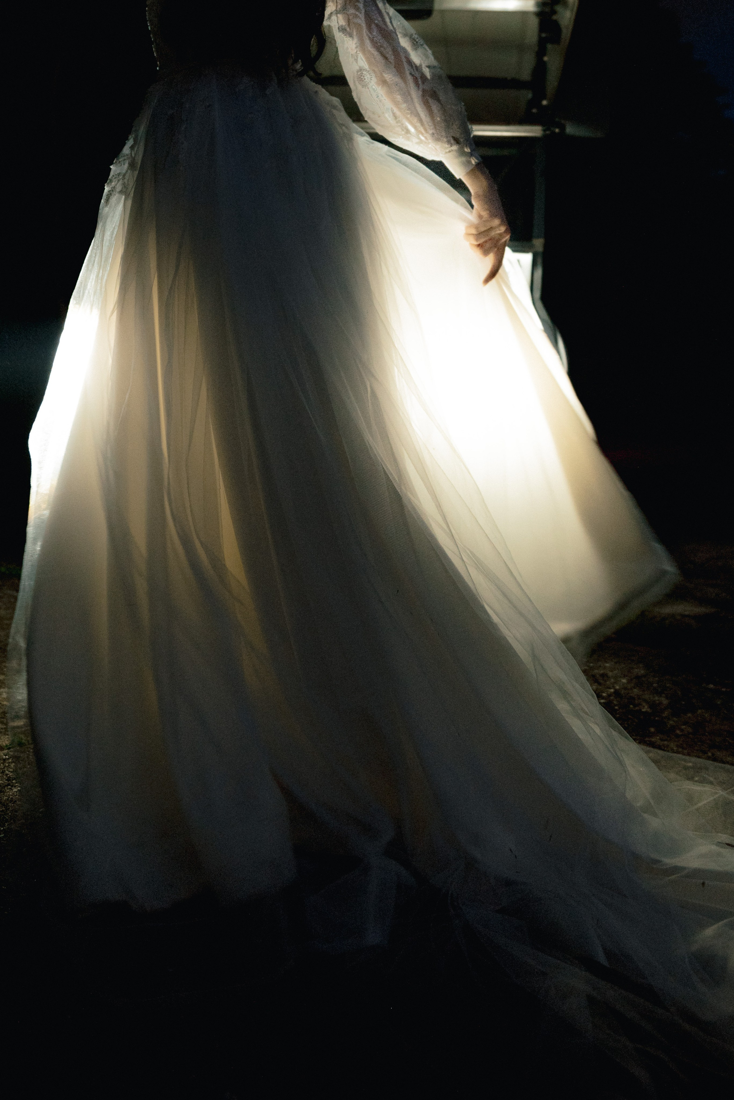 Fotografía artistica de vestido de novia en una boda en Panamá