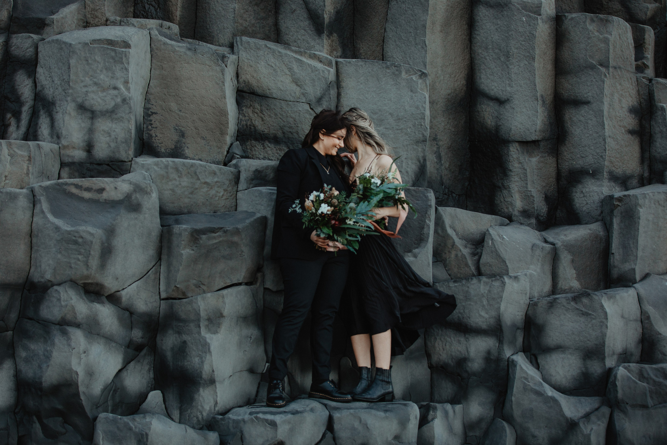 Same Sex Wedding at Iceland Black Sand Beach. Iceland elopement photographer & videographer