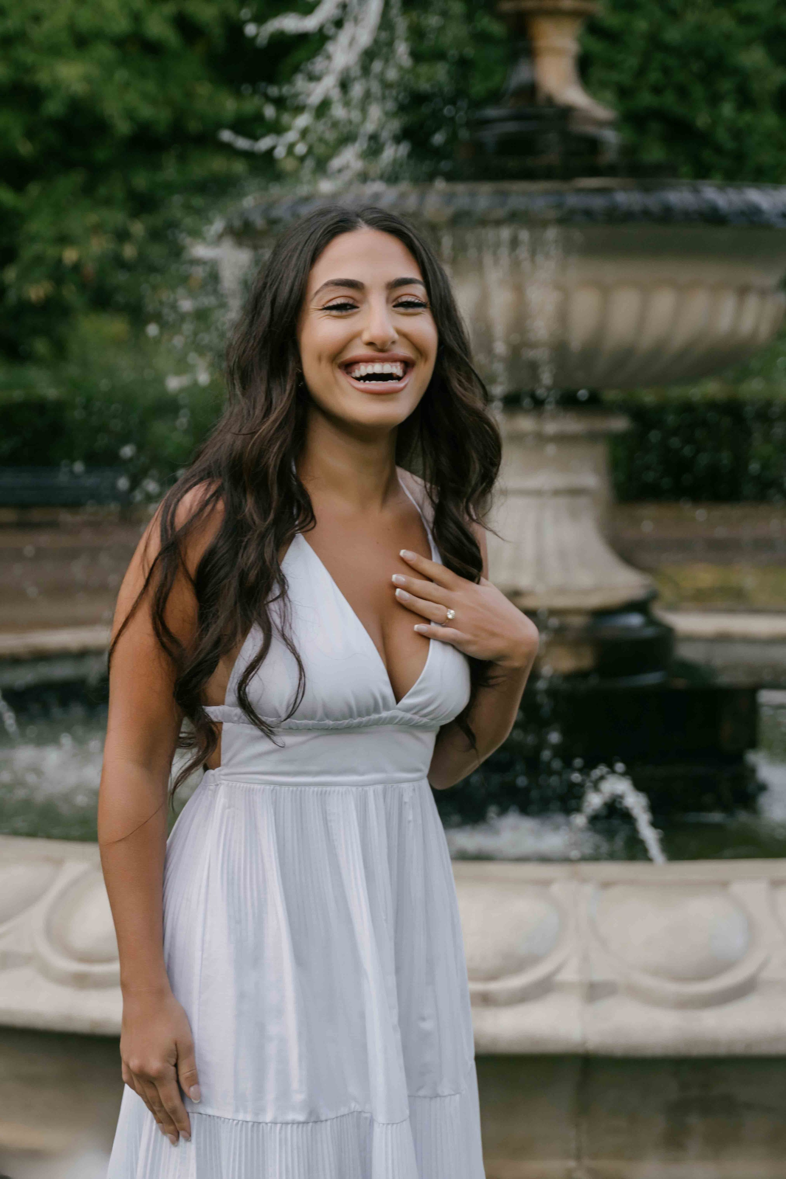 Bride portrait in Regent’s Park London after proposal, soft natural light photography