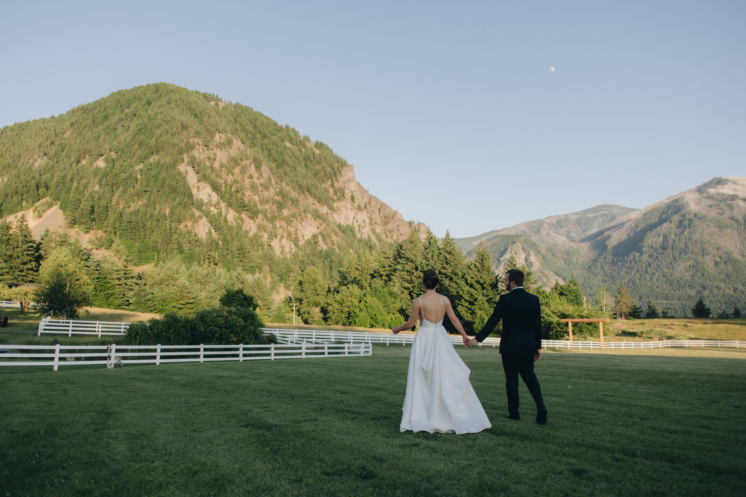 Shelby and Riley during their wedding at Wind Mountain Ranch in the Columbia River Gorge, Washington