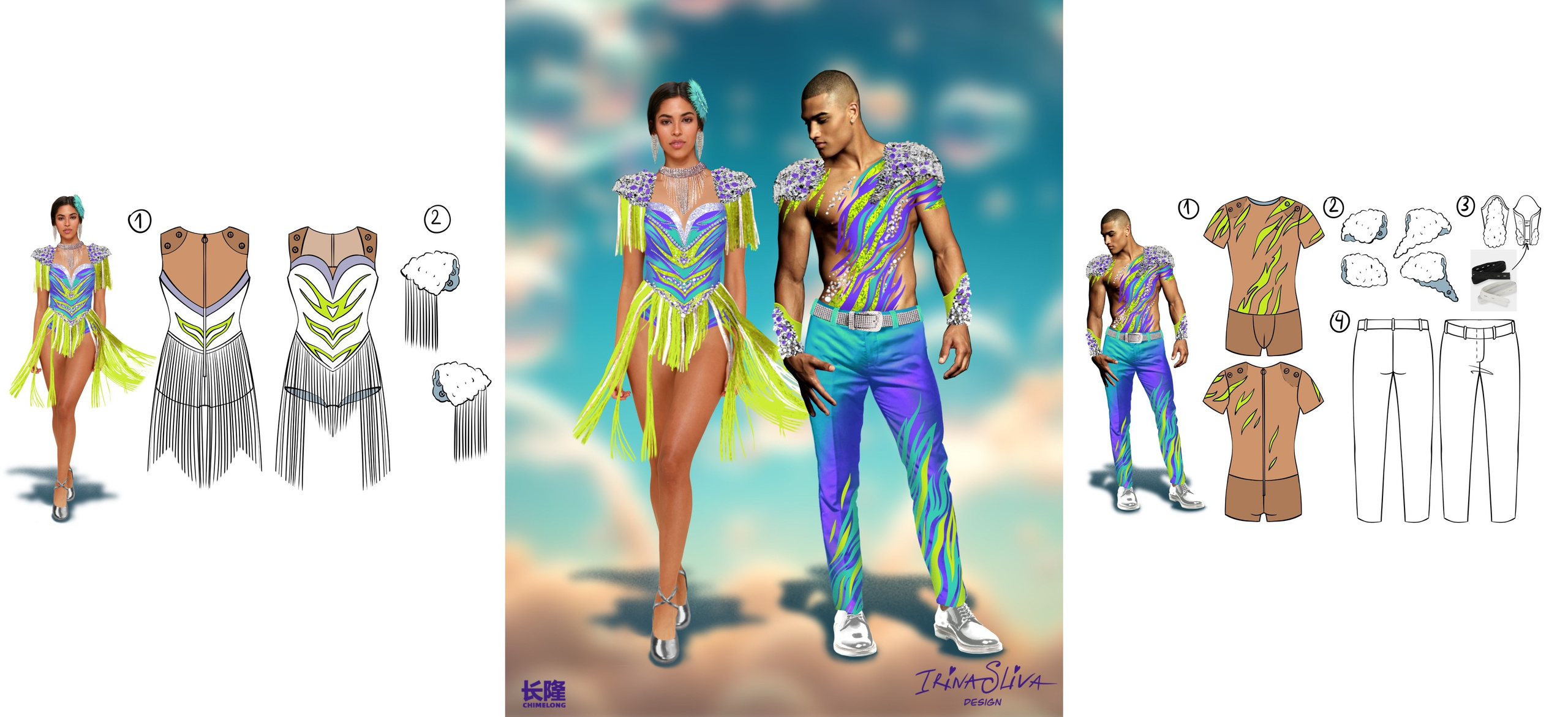 ACROBATIC AND DANCE. Costume Design for Theme Parks & Live Performances | Character & Parade & Stage Costumes | 2D & 3D Costume Illustrations