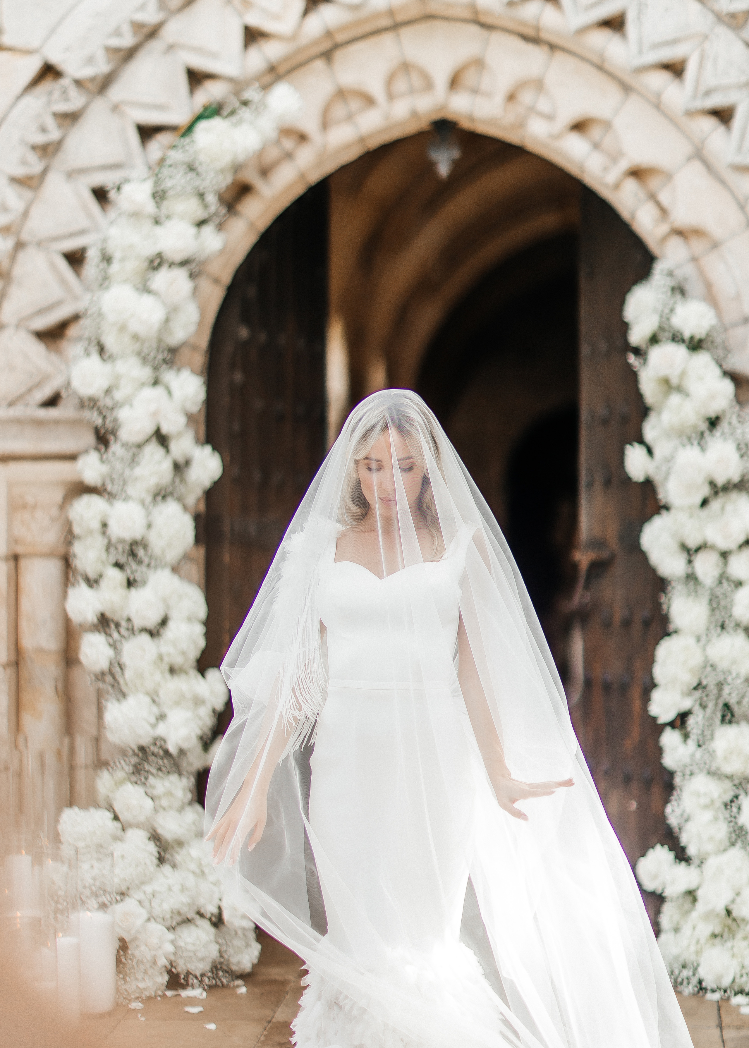Portraits of the Brides at Spanish Monastery in Miami. Wedding Photo & Video