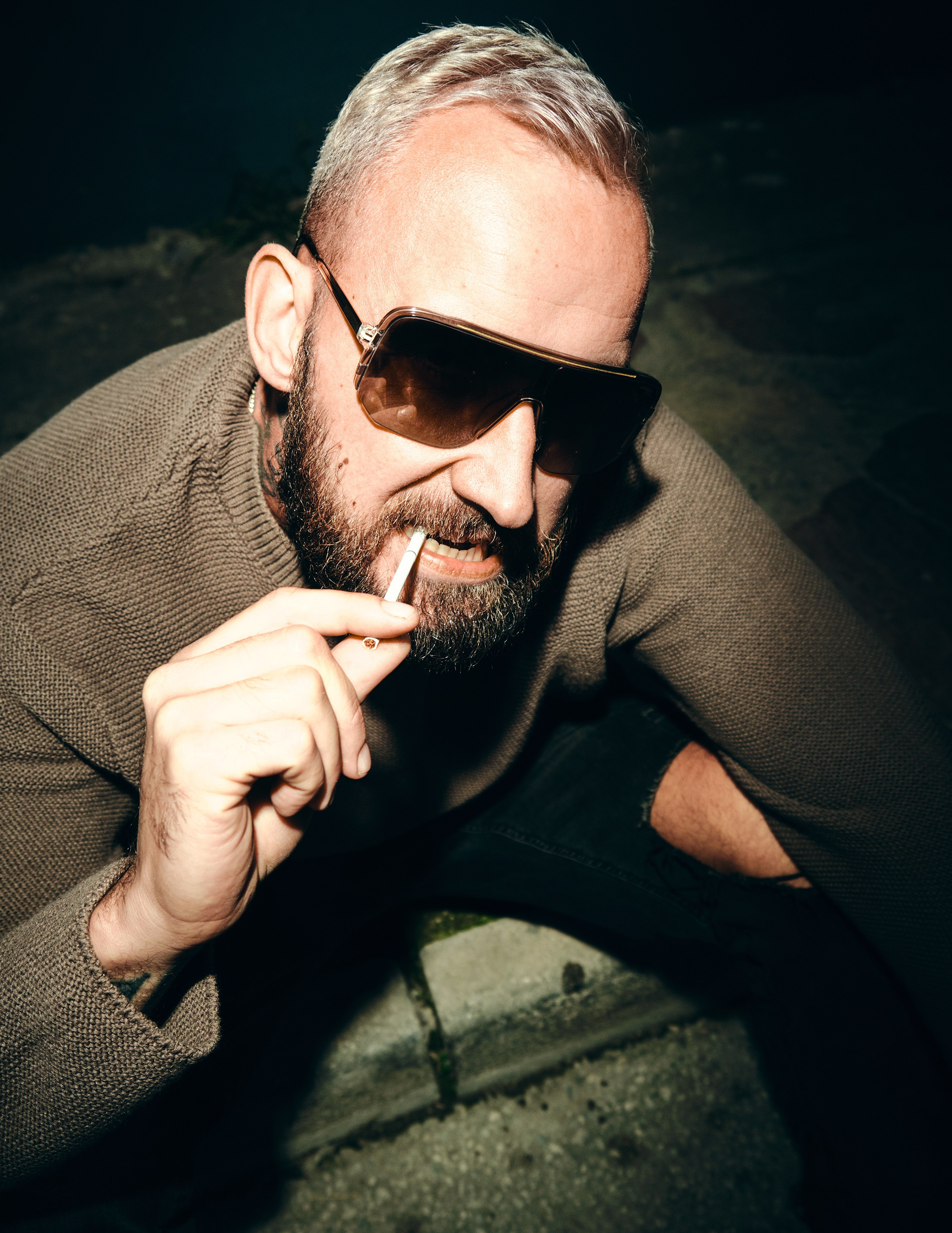 Street photography with flash light in the industrial area of Torrevieja, Alicante