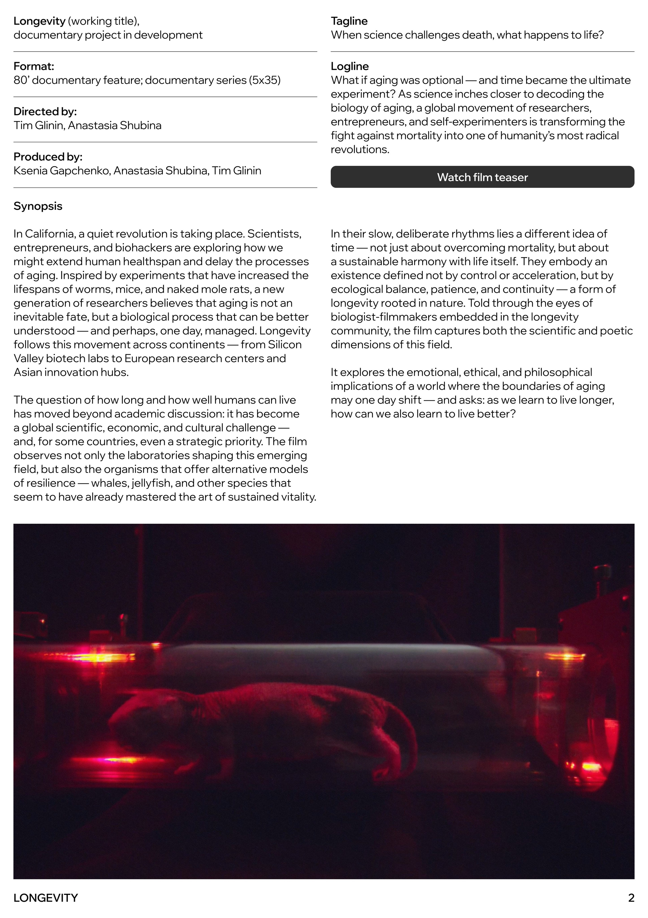 Longevity. Singularity Film