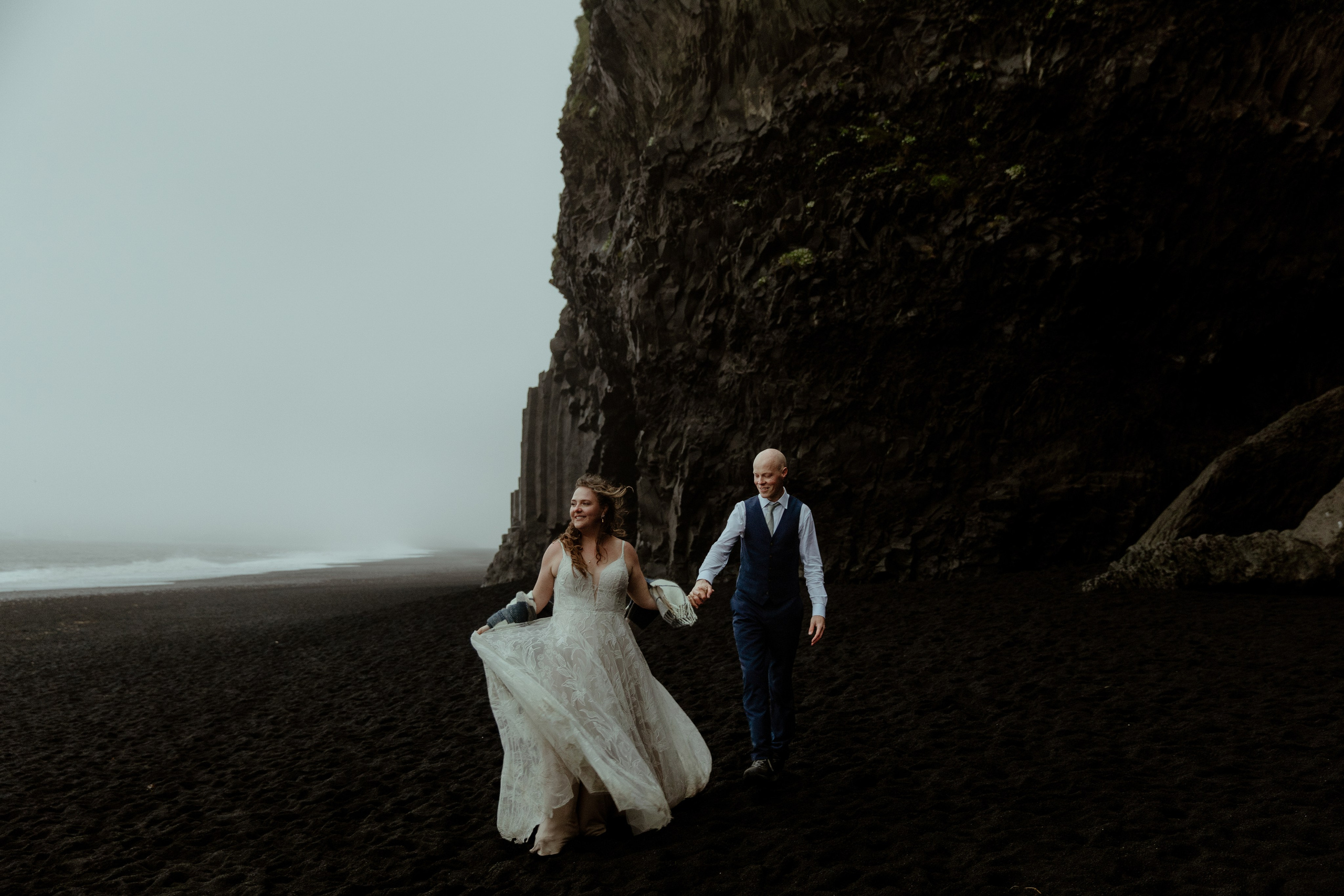Iceland Elopement at Black Sand Beach. Iceland elopement photographer & videographer