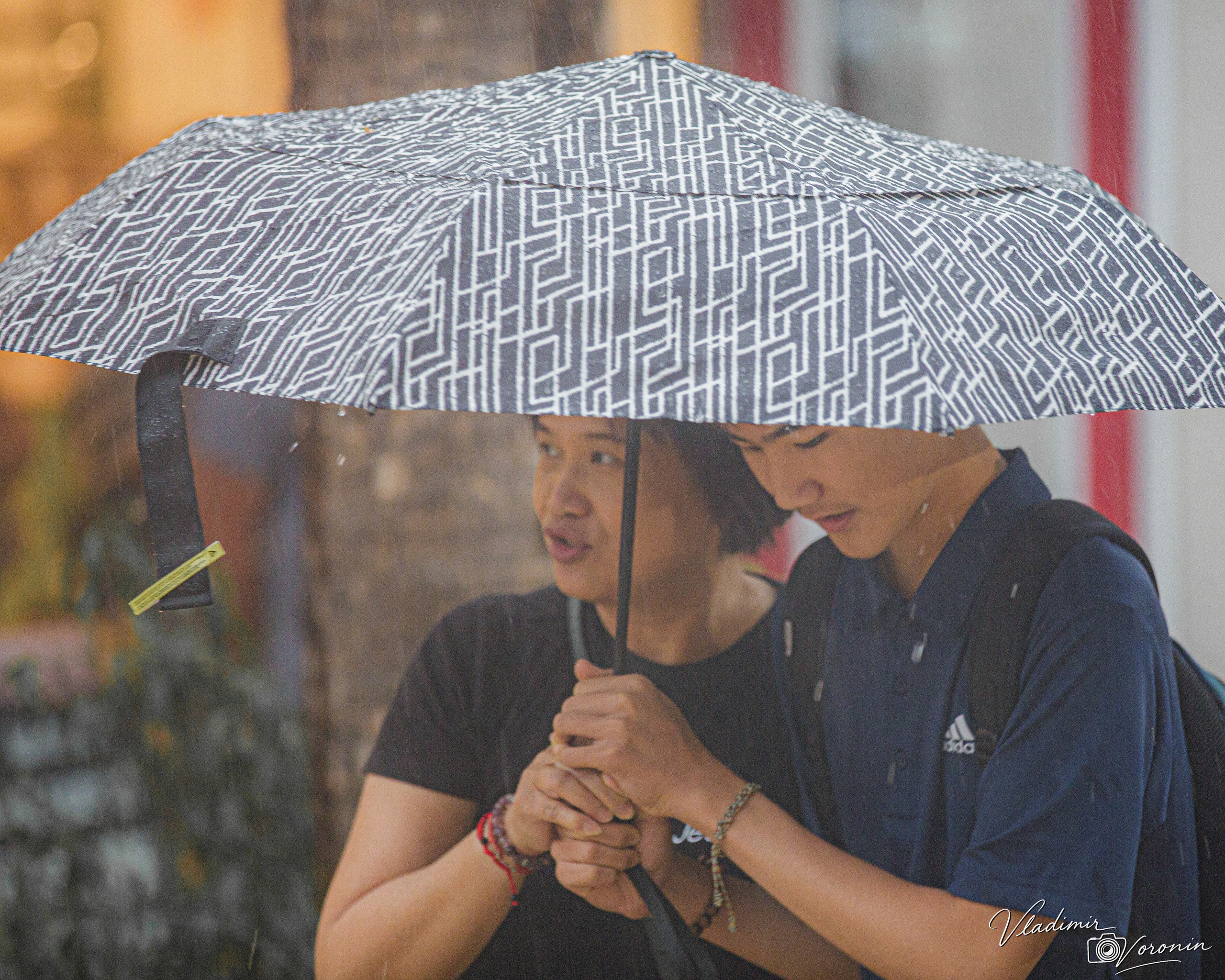Rain in downtown. Photographer St. Augustine