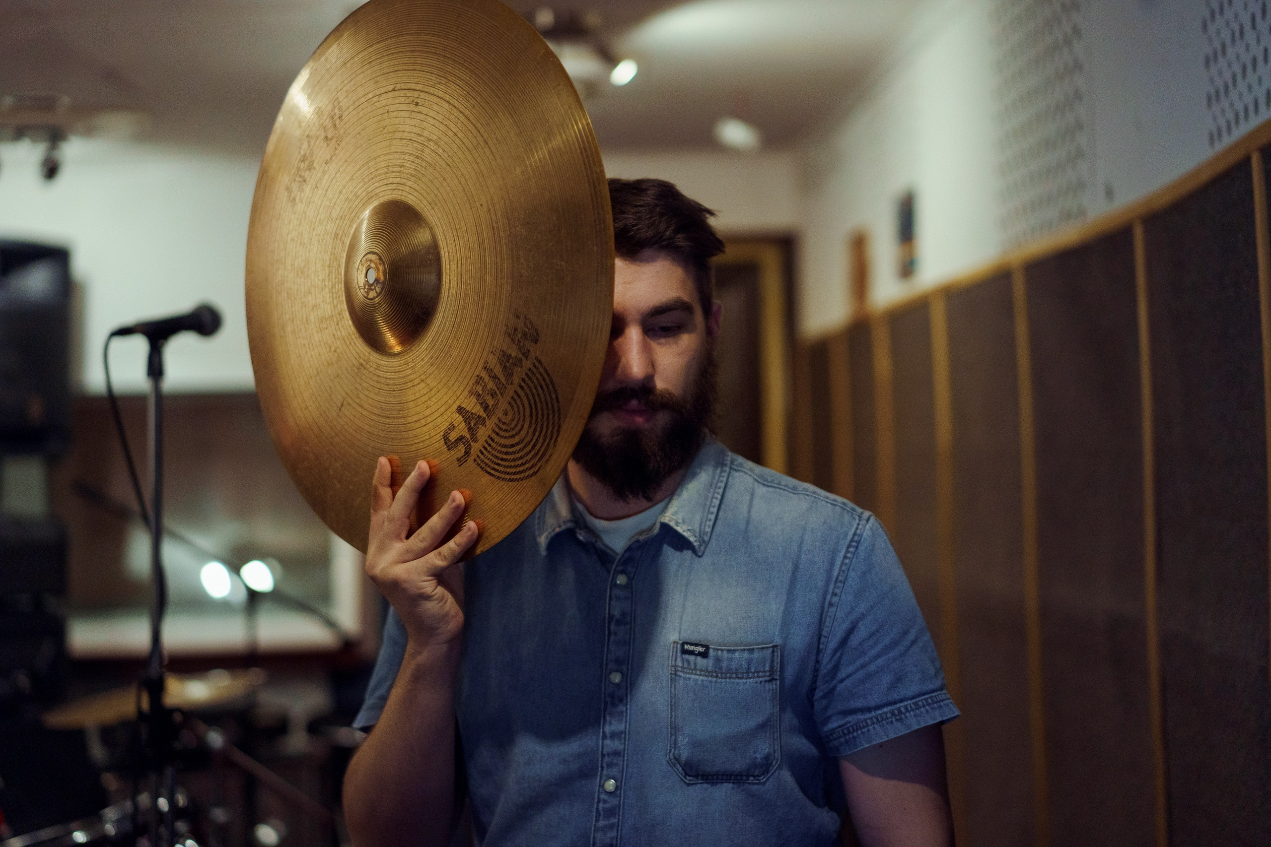 Portrait of a musician in a recording studio