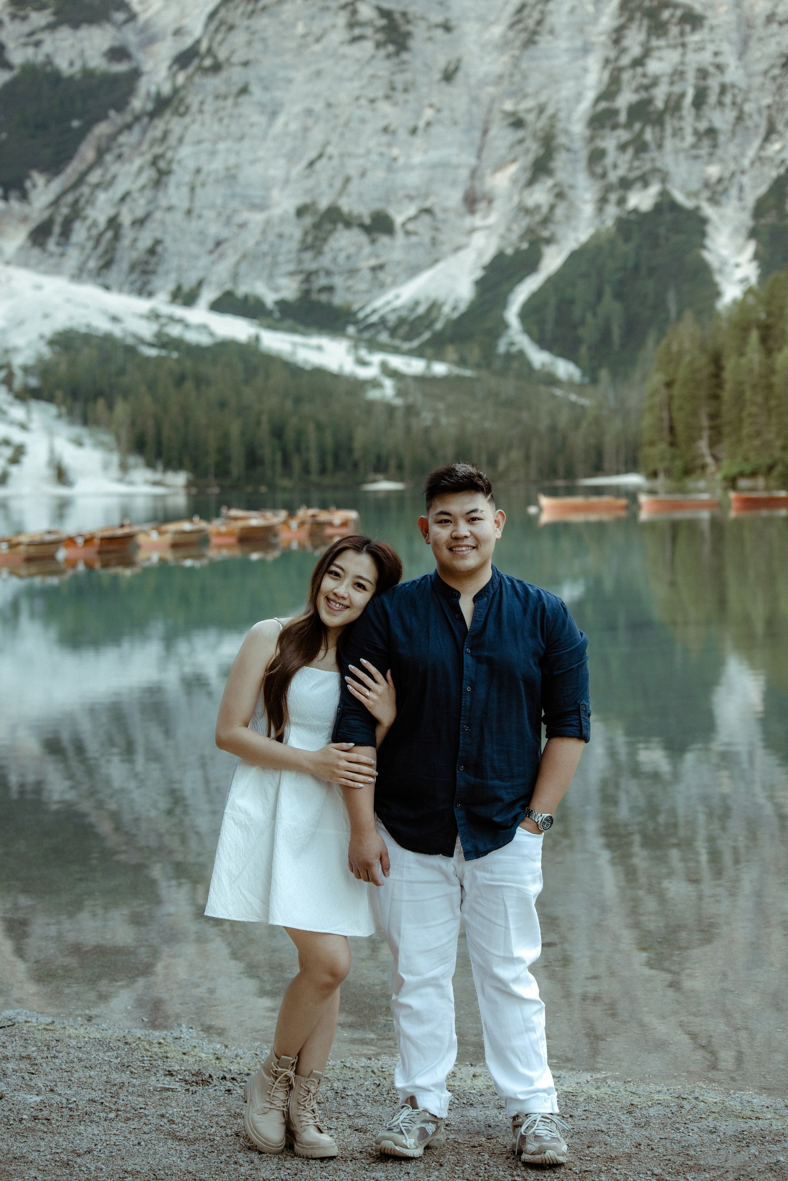 Sunrise proposal at Lago di Braies | Dreamy engagement in the Dolomites. Iceland elopement photographer & videographer