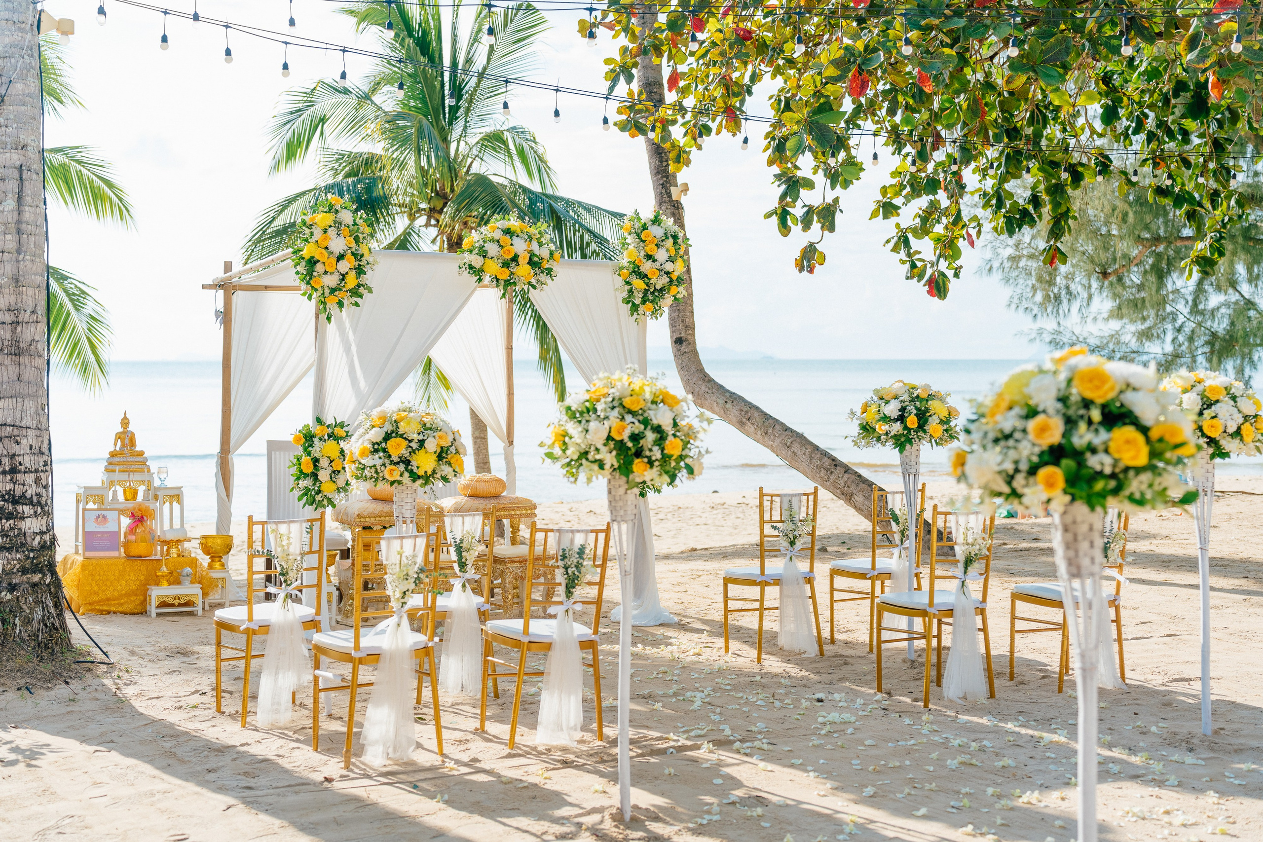 Buddhist blessing wedding Ceremony on Koh Samui, Thailand