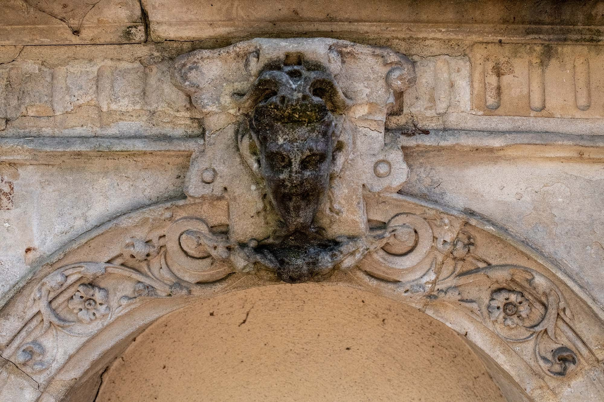 Stone gargoyle detail on Château d'If at Château de Monte-Cristo near Paris, France