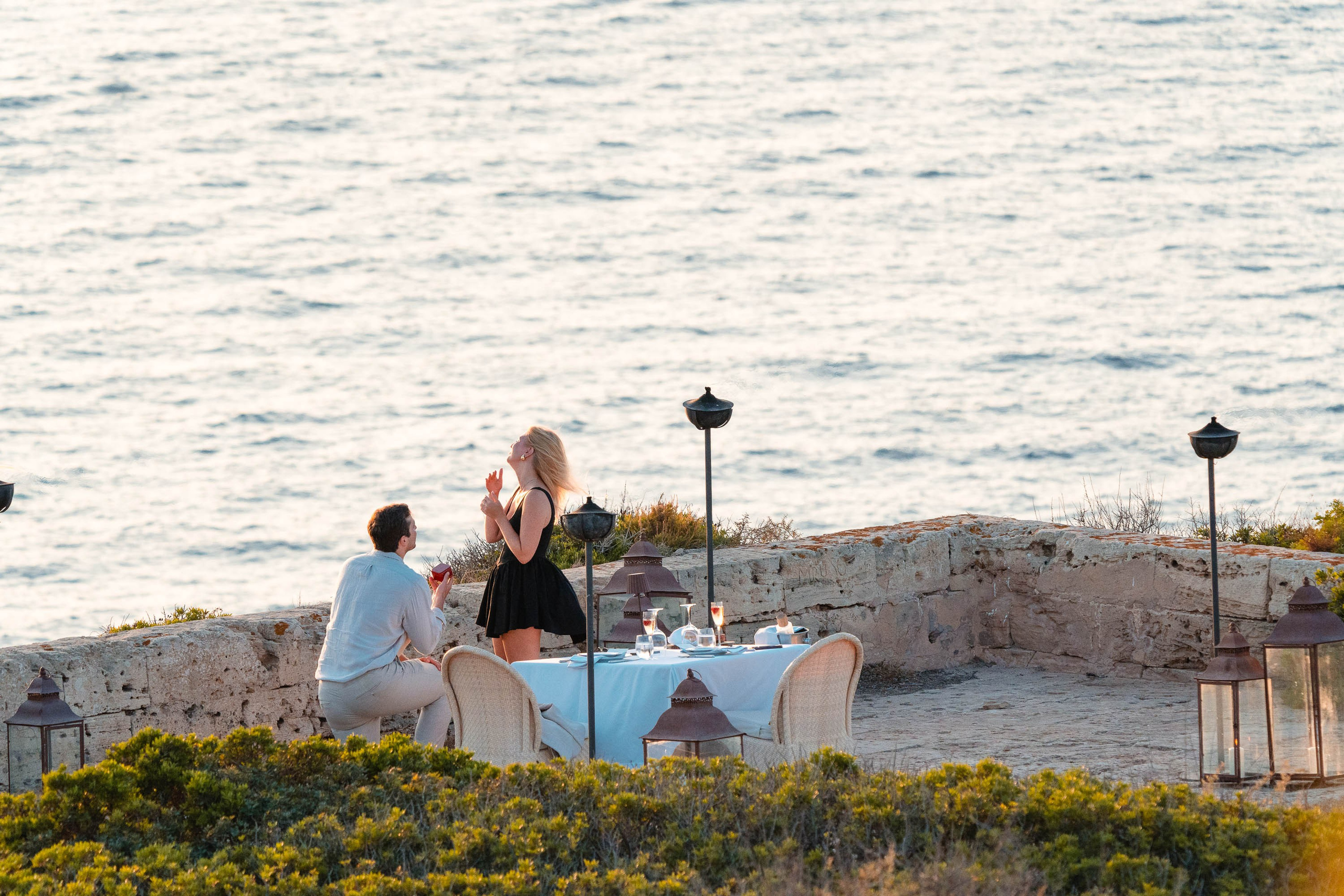 Perfect Marriage Proposal at Cap Rocat Hotel. Mallorca Wedding, Corporate & Social Photographer