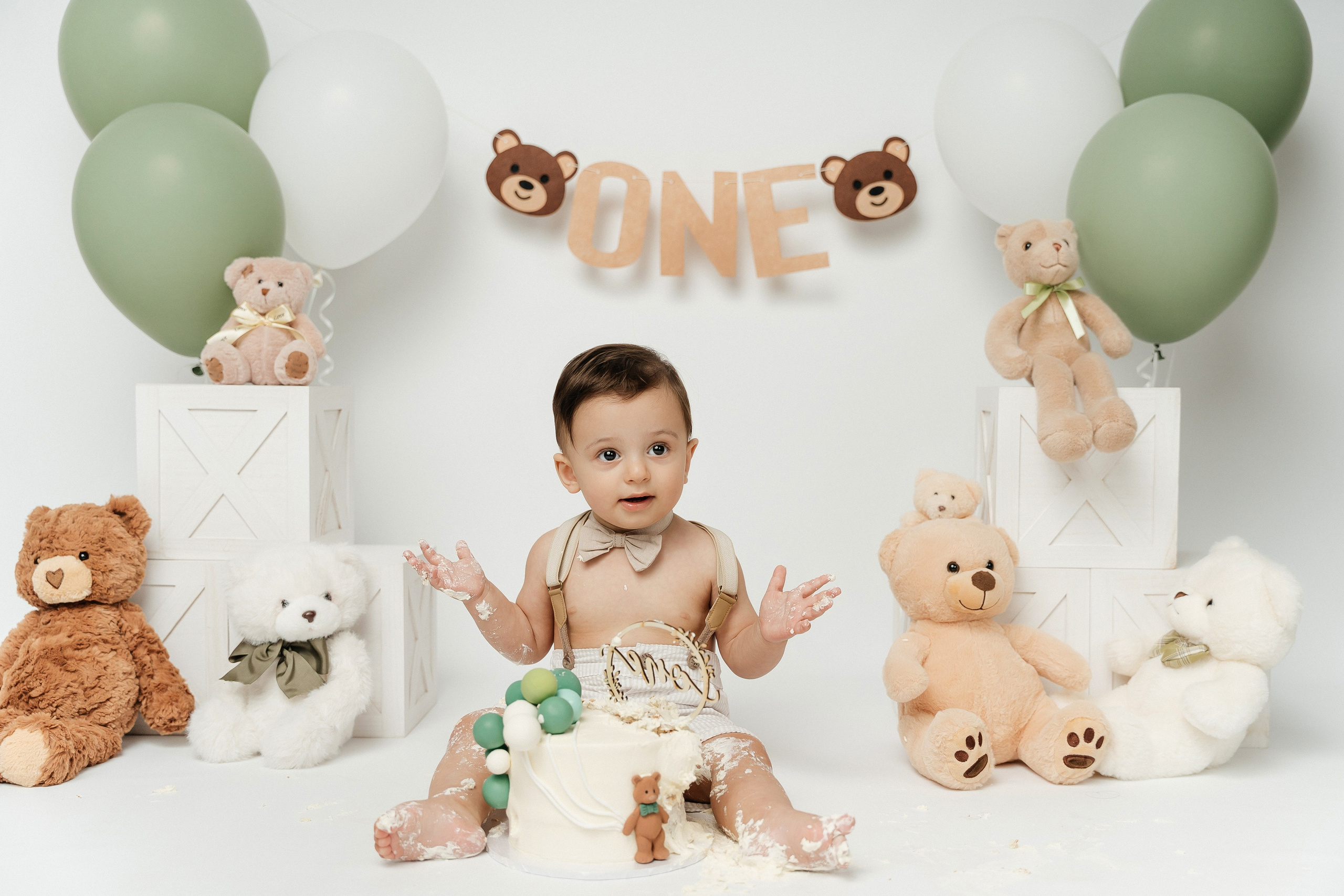 Teddy Bear One Year Cake Smash Photos. Newborn and family photographer. Hills District. Sydney