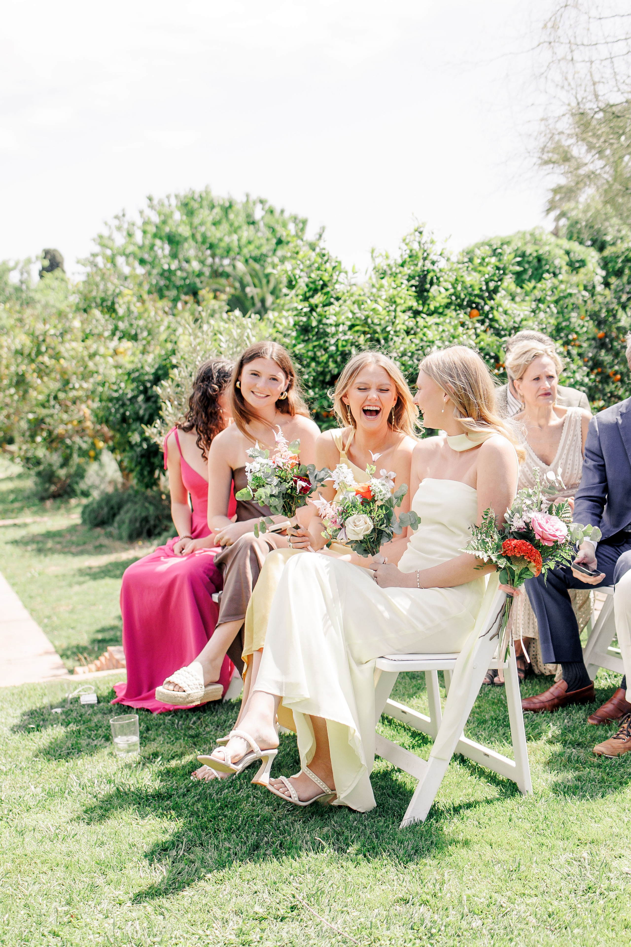 Guests are laughing during the wedding ceremony in Barcelona
