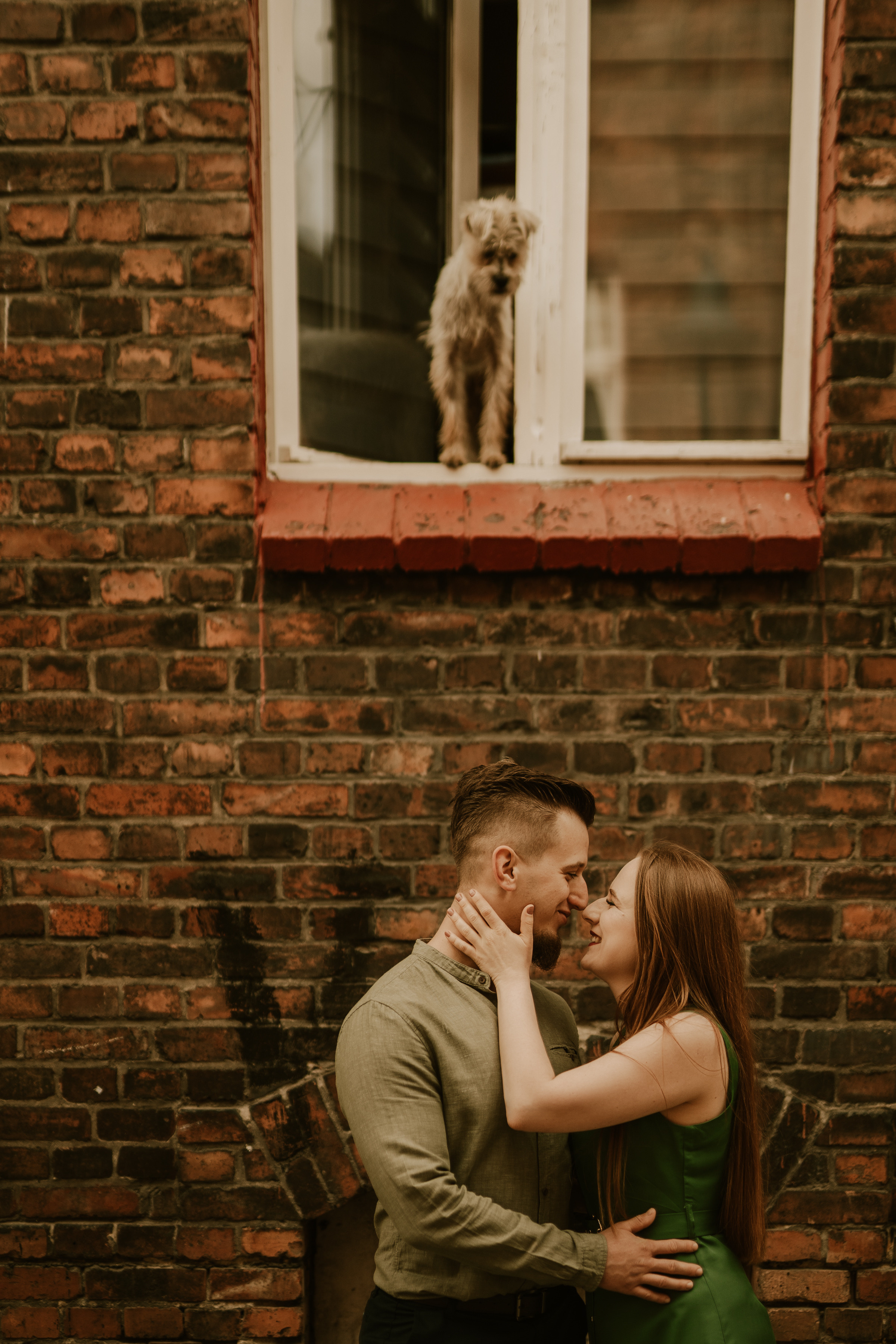 Piesek z okienka - sesja narzeczeńska Patrycji i Łukasza. Karkowskafoto - fotografia miłości