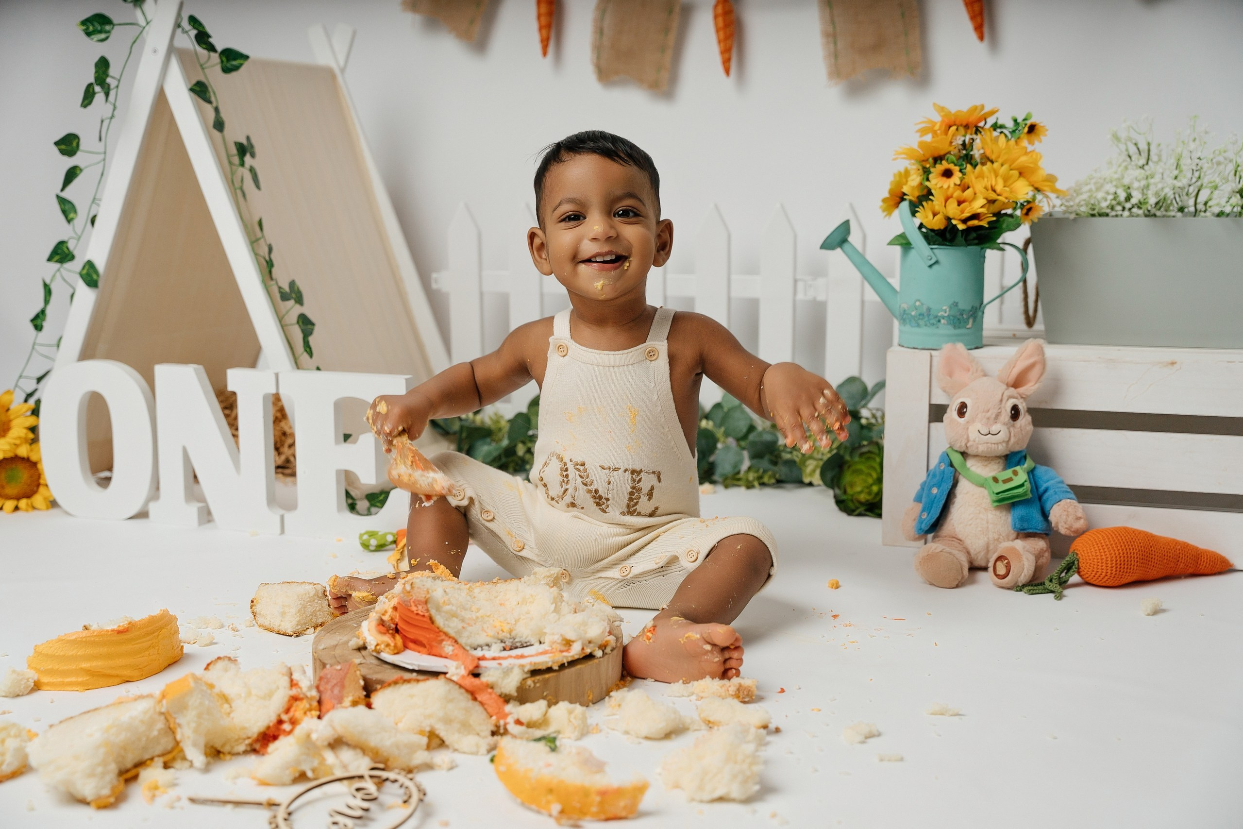 Peter rabbit cake smash session. Newborn and family photographer. Hills District. Sydney