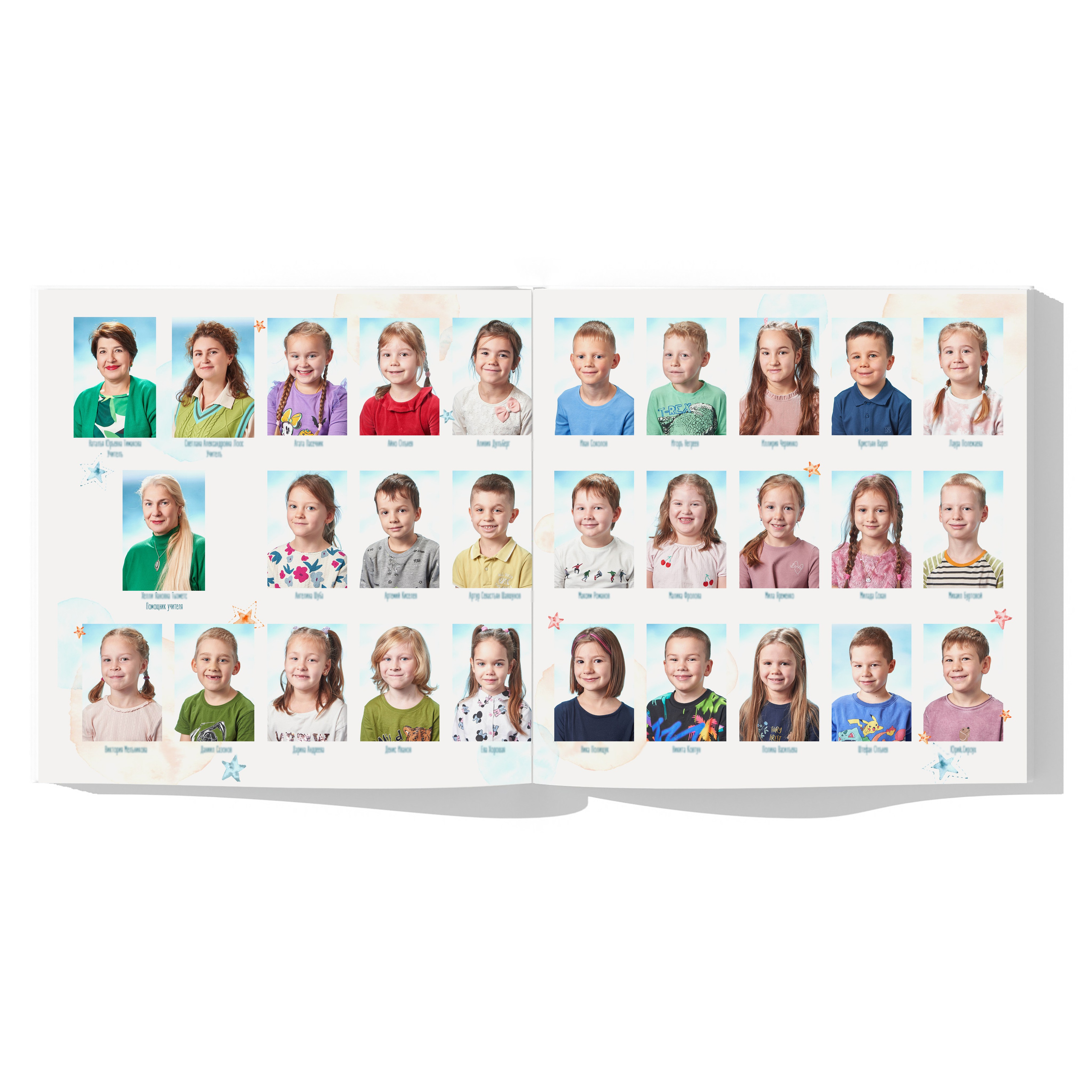 Разворот с фотографиями детей и воспитателей.