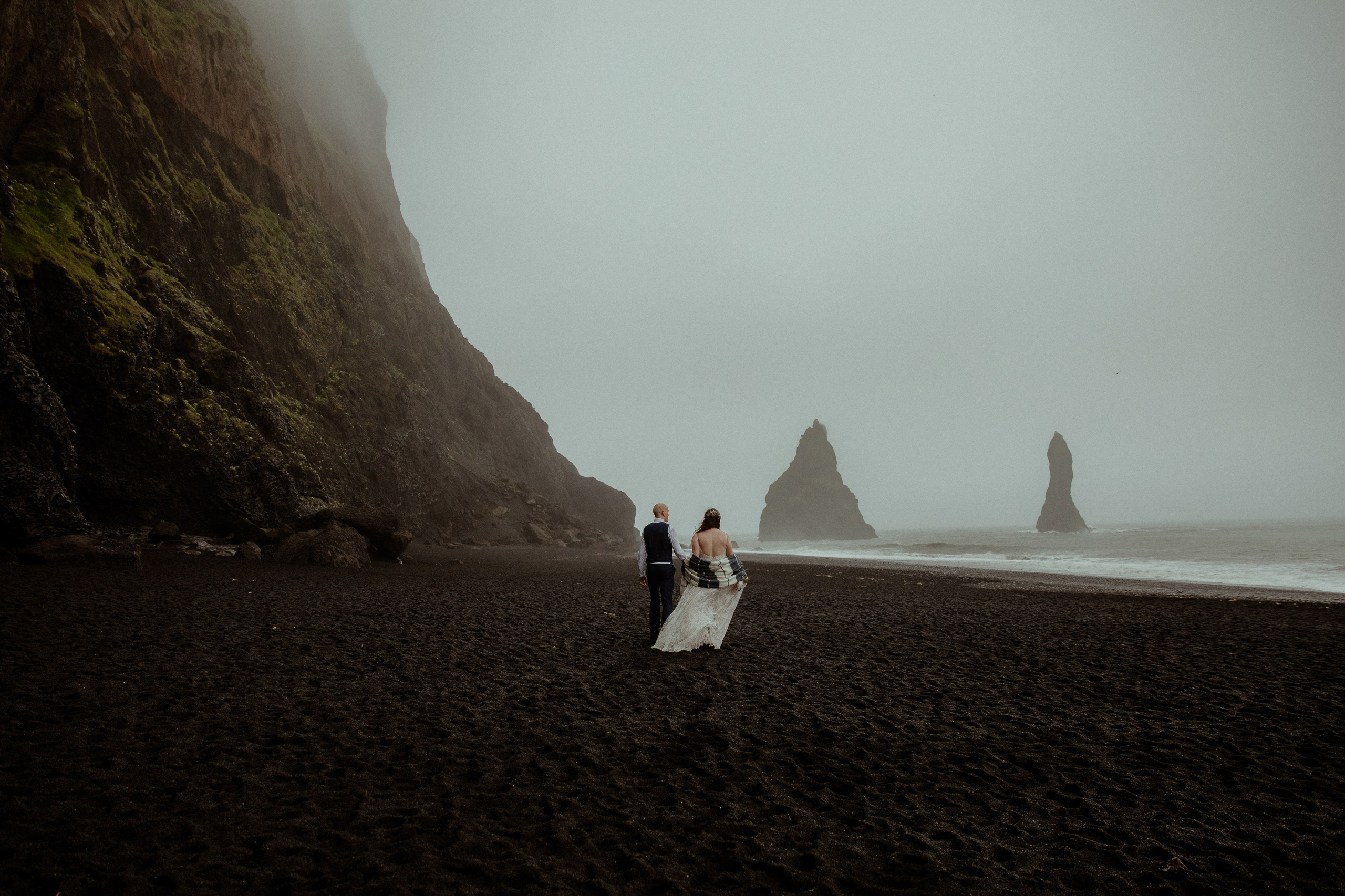 Iceland Elopement at Black Sand Beach. Iceland elopement photographer & videographer