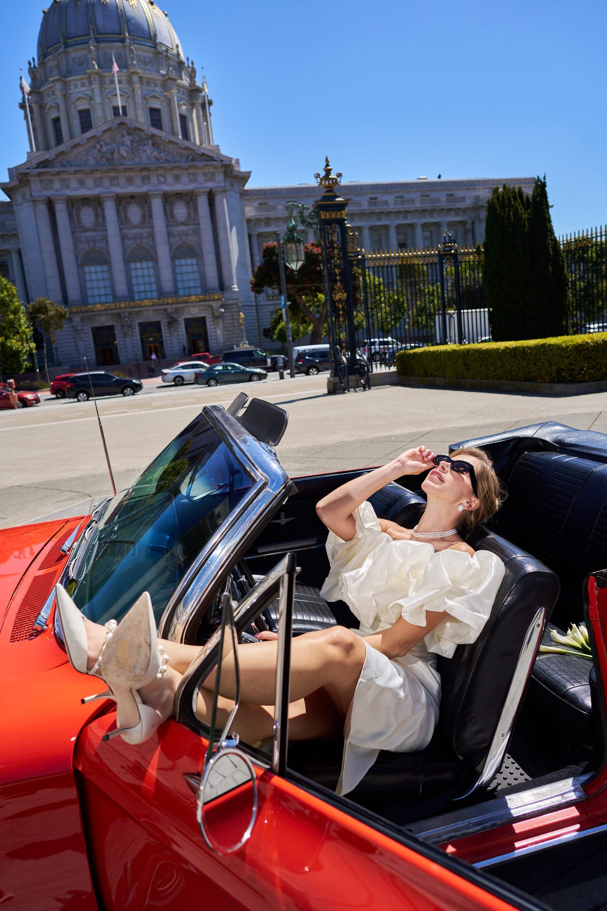 San Francisco City Hall Wedding — Fashion-Inspired Editorial Photography with Retro Car. Bay Area Life | Event, Wedding & Commercial Photography Agency