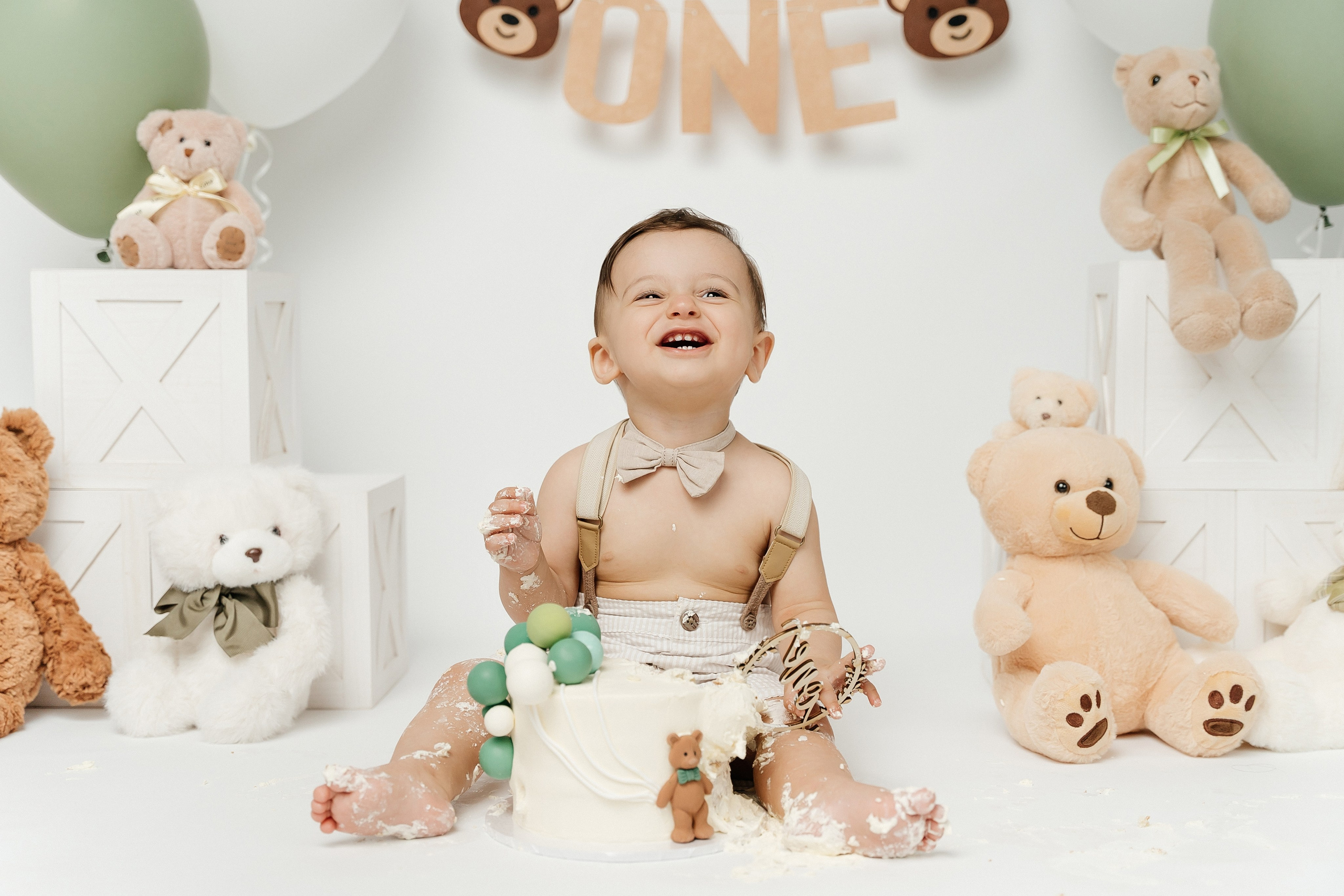 Teddy Bear One Year Cake Smash Photos. Newborn and family photographer. Hills District. Sydney