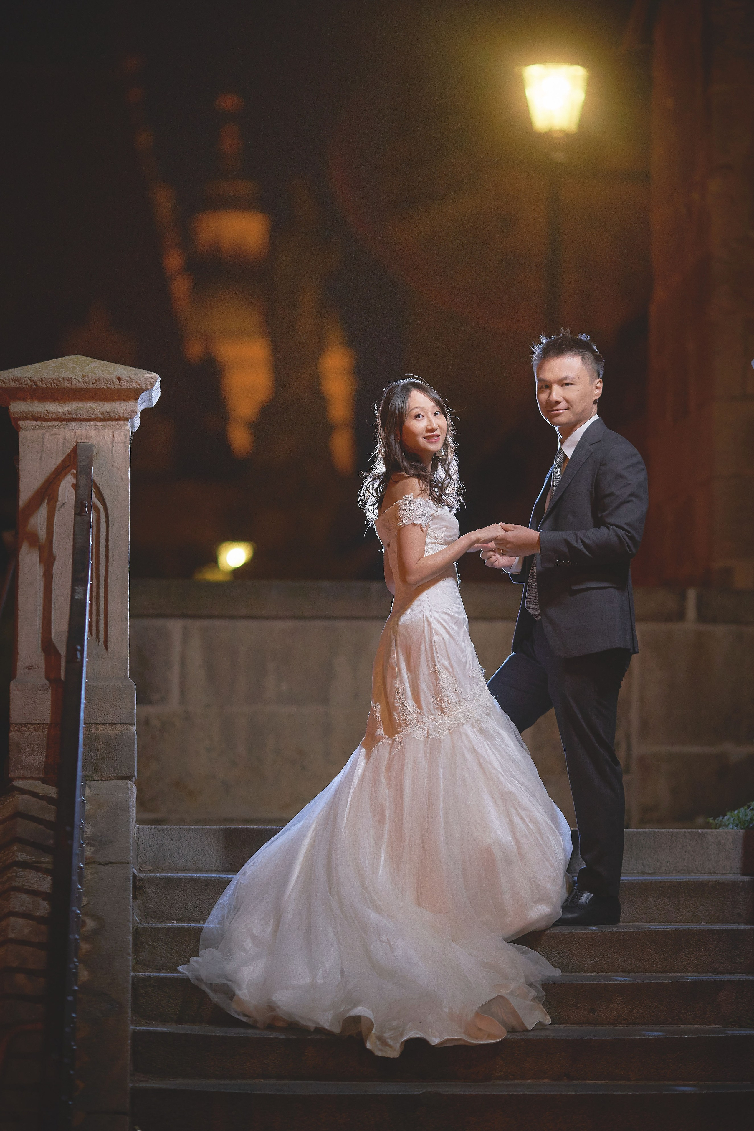 Relaxed, natural pre-wedding portraits of Eva and Conan enjoying Prague’s medieval atmosphere.