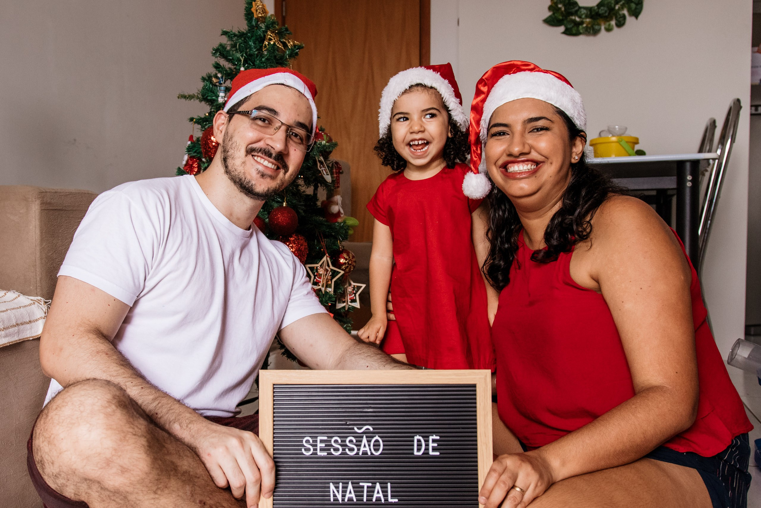 retrato de família em ensaio de natal