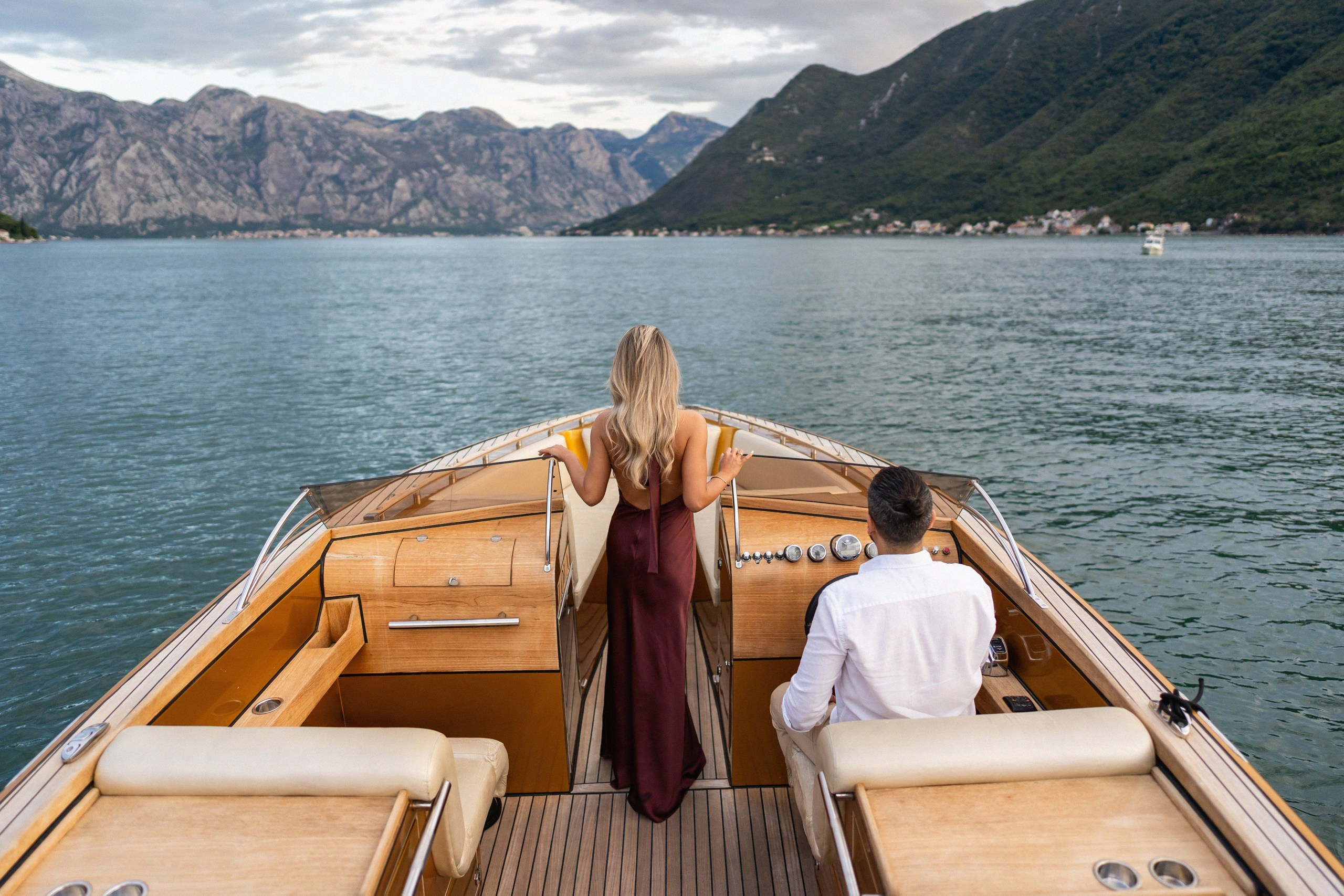 Proposal in the boat in Perast in Montenegro