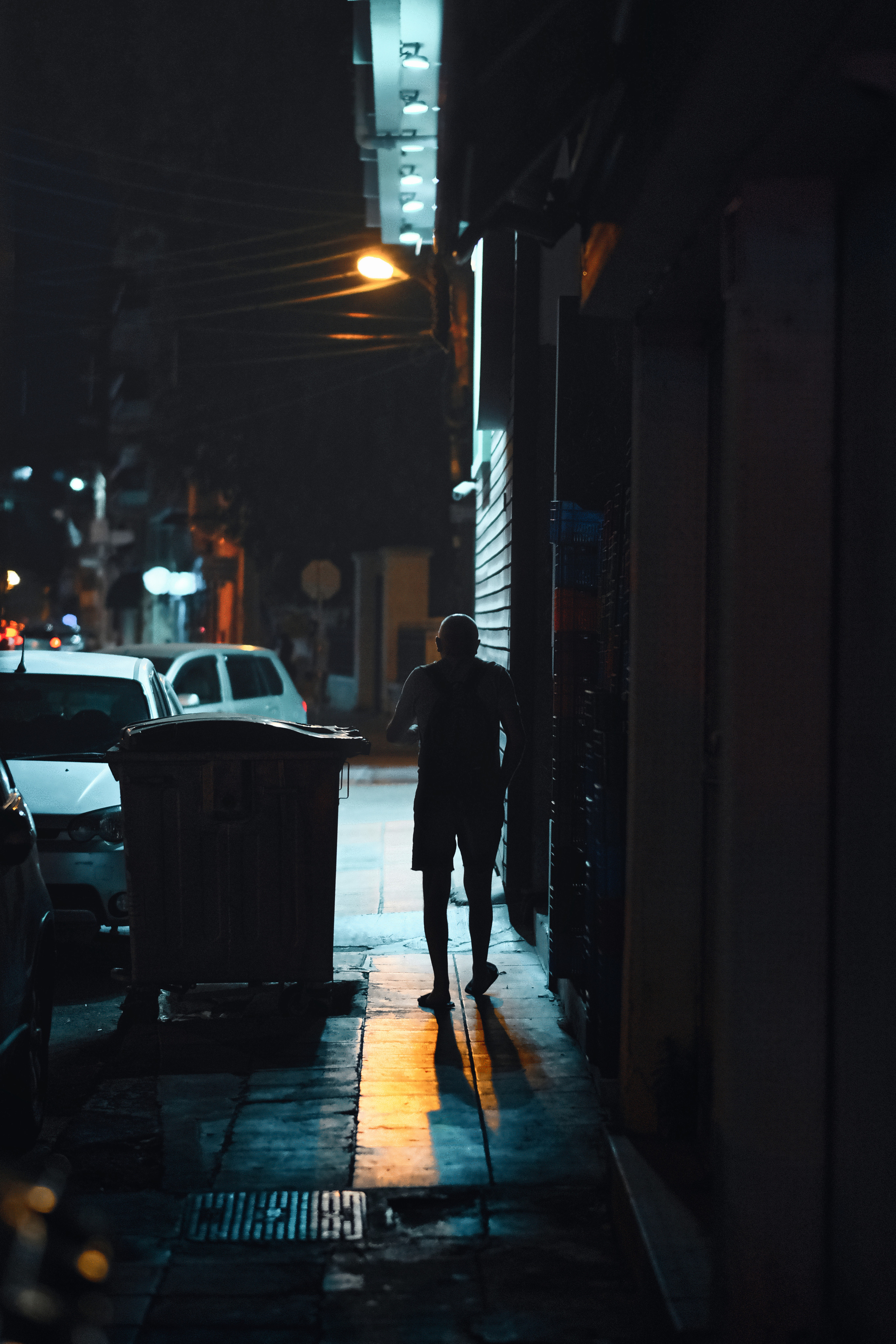 Shadow | Stranger | Night Street Photo in Limassol | Cyprus