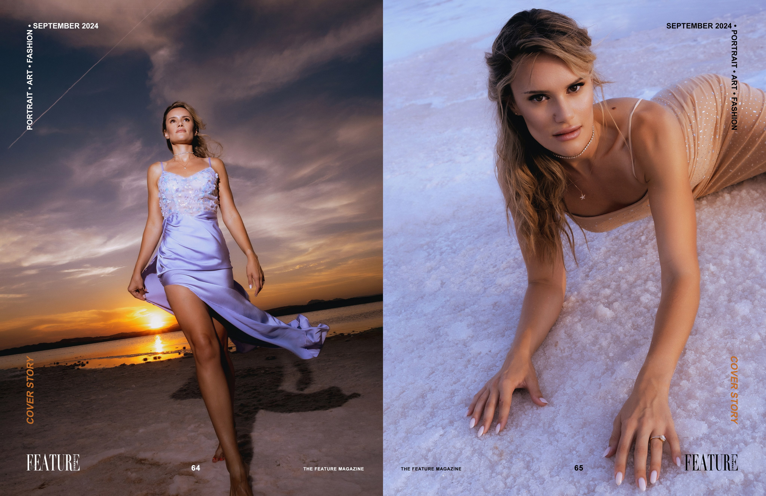 Photos from the pink lake were published in the fashion magazine The Feature Magazine