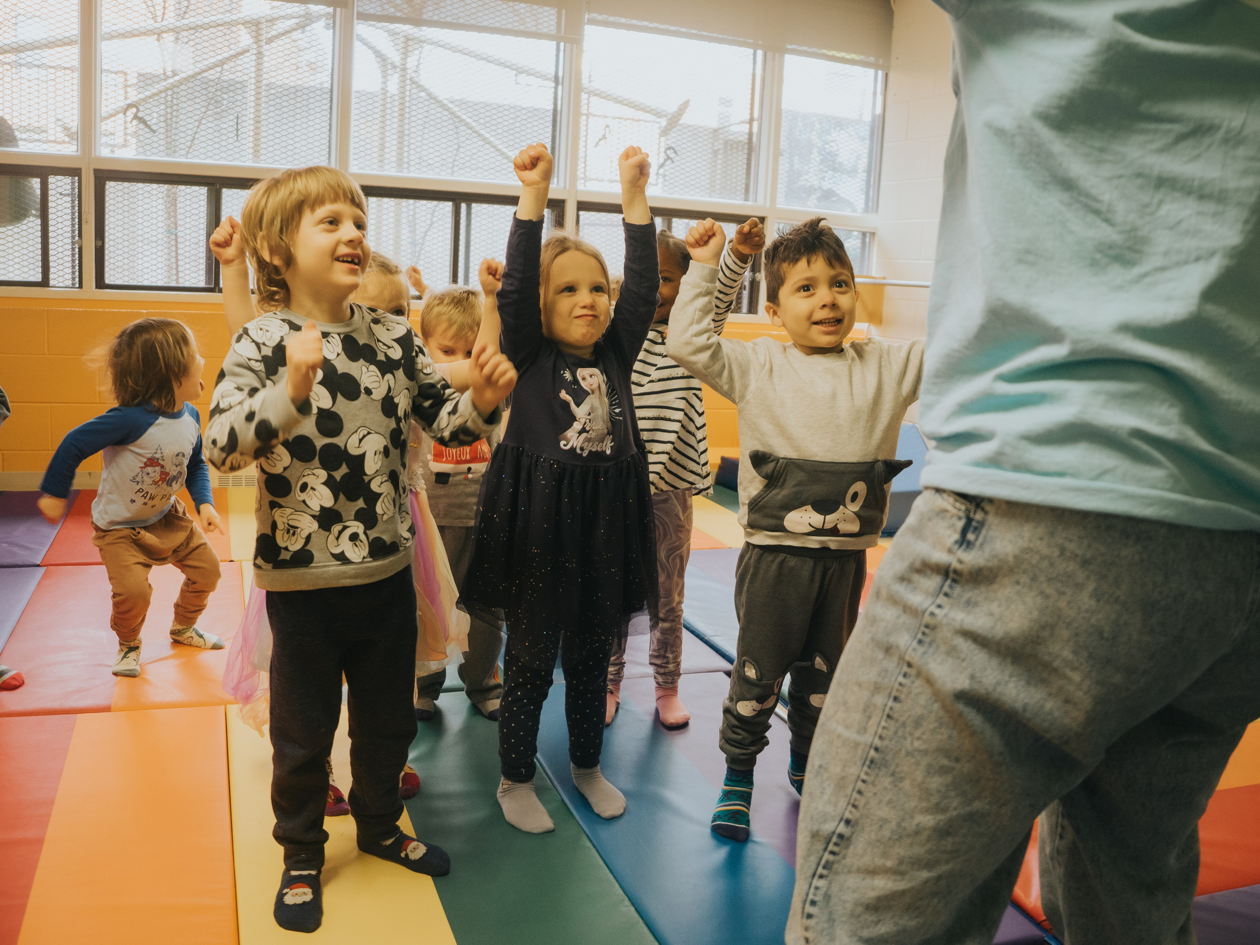 Children making movements to express anger.