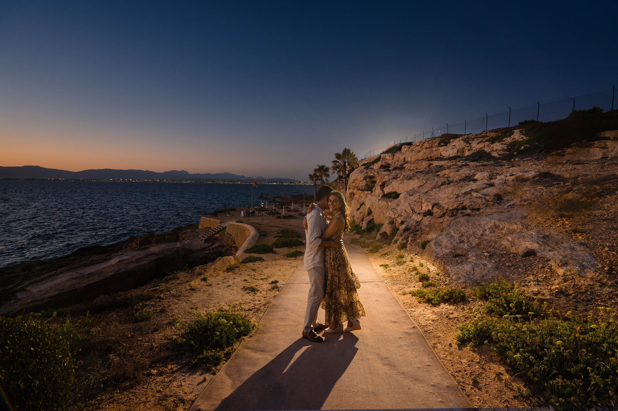 Intimate wedding proposal overlooking the Mediterranean Sea