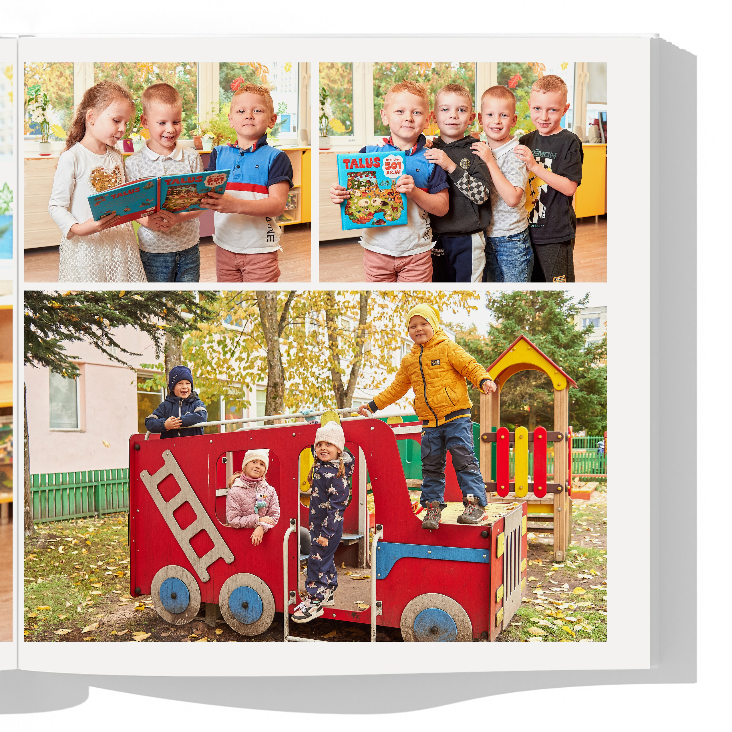 Дети играют с друзьями в группе, фото для альбома