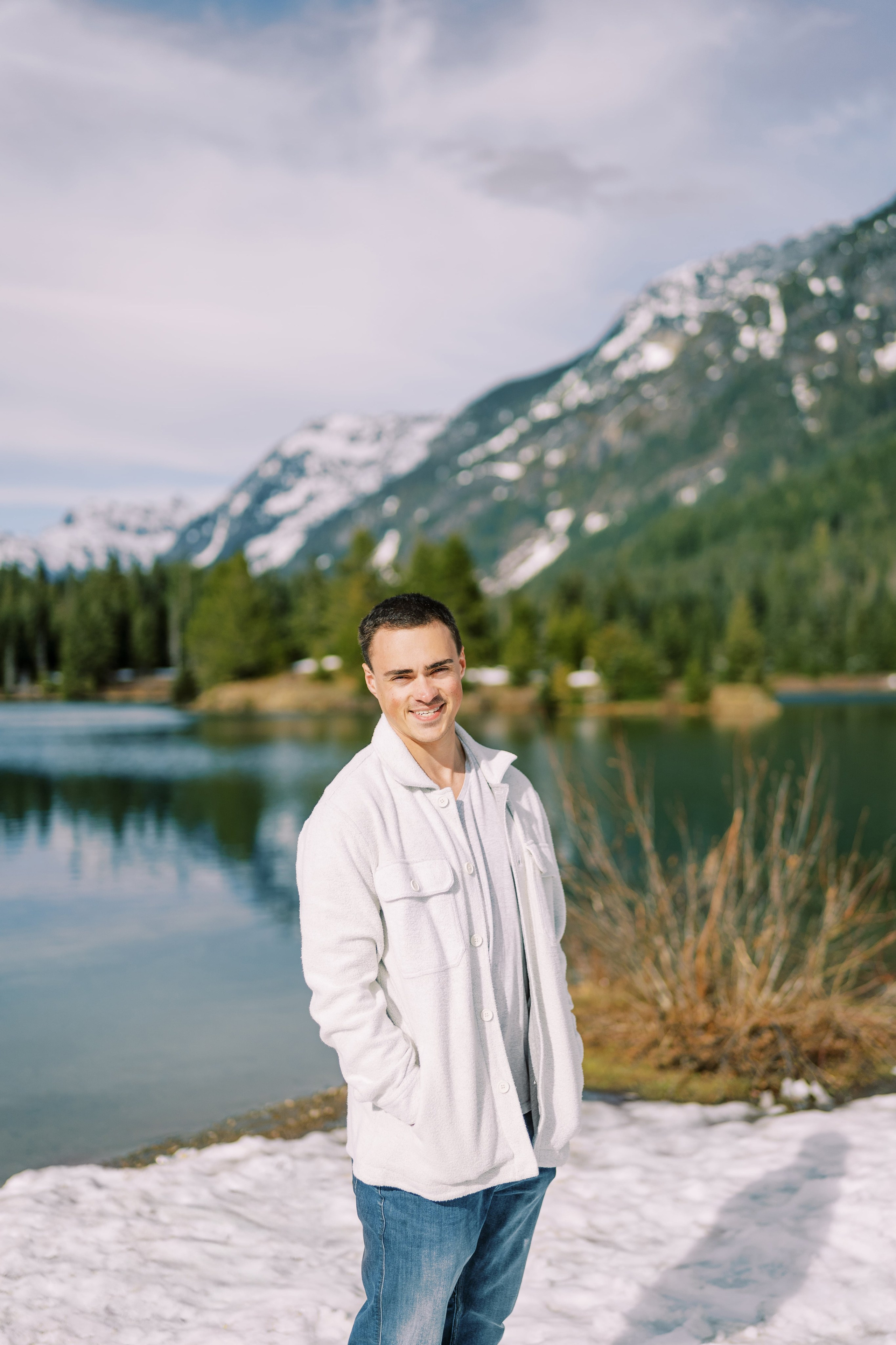 Engagement photo shoot Caitlyn & Riley / April 2024. Gold Creek Pond, WA. EVAN ARISTOV WEDDING PHOTOGRAPHY — Seattle Wedding Photographer