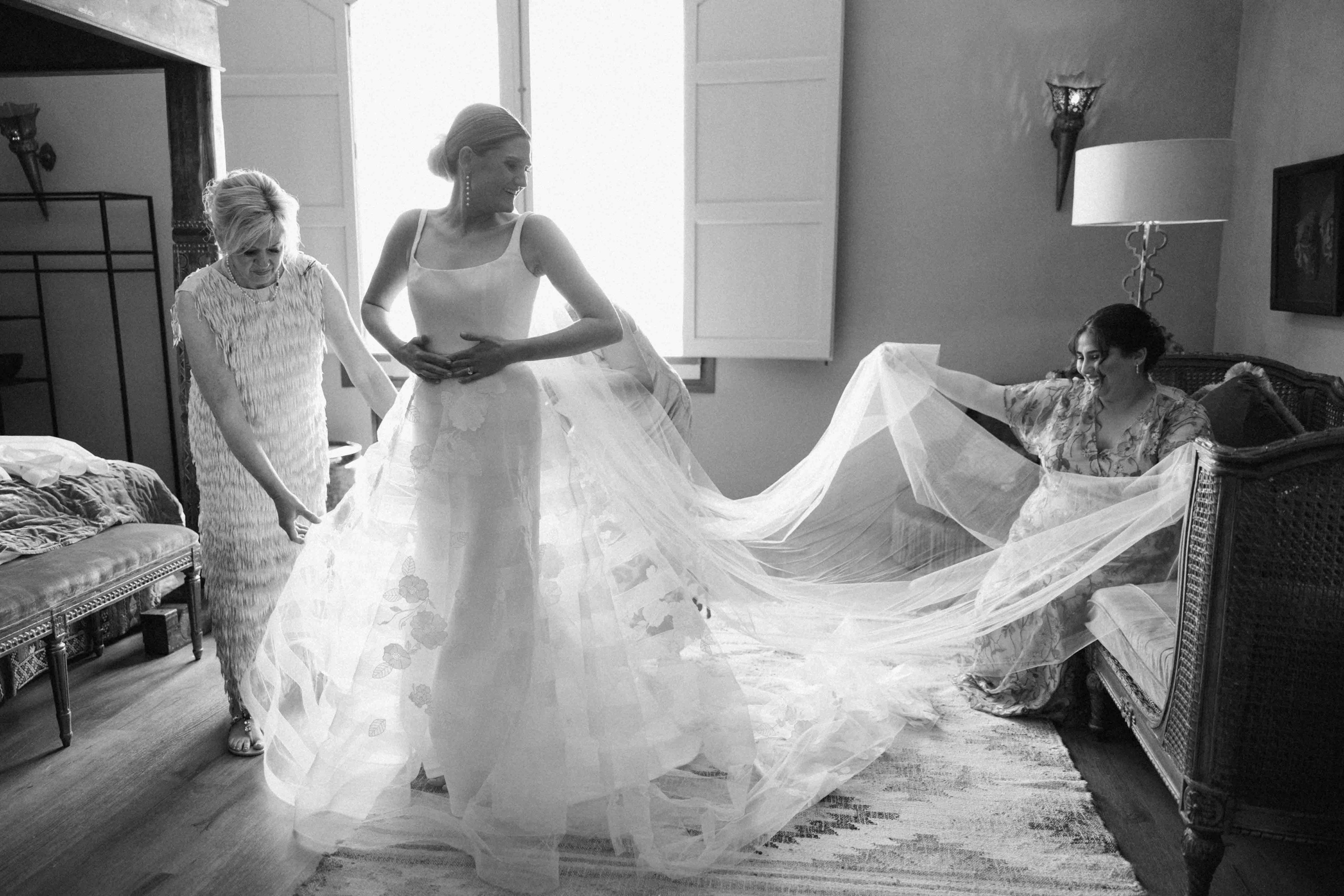 Bride Getting Ready in Gran Villa Rosa Barcelona Wedding Venue